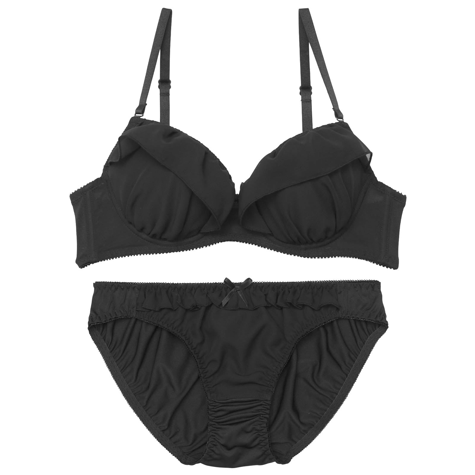 ナチュラルガーリーフリルブラジャー&フルバックショーツ
