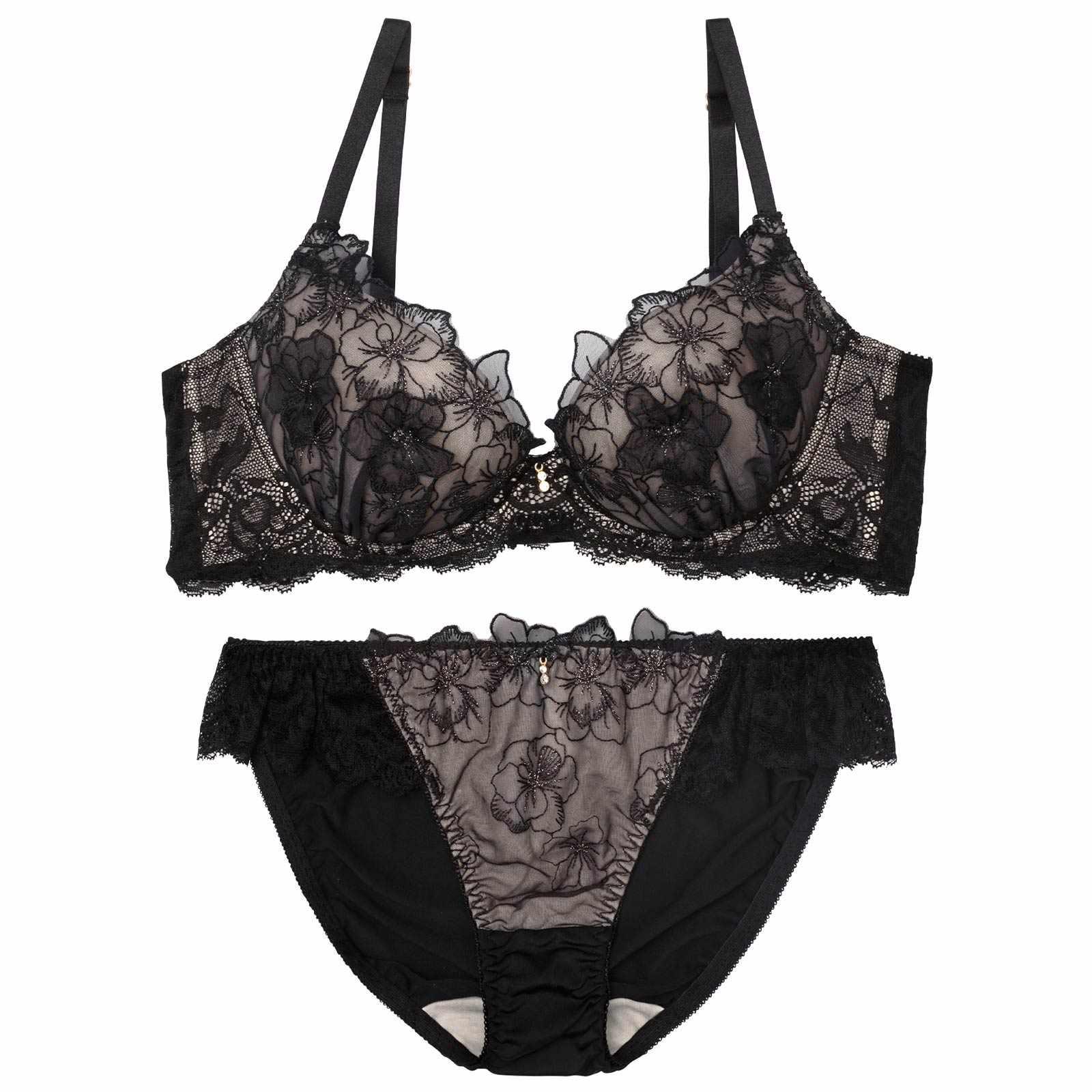 1/10再販!ブルーミングスリットレーシィ育乳脇高ブラジャー&フルバックショーツ - 【公式】247Lingerie