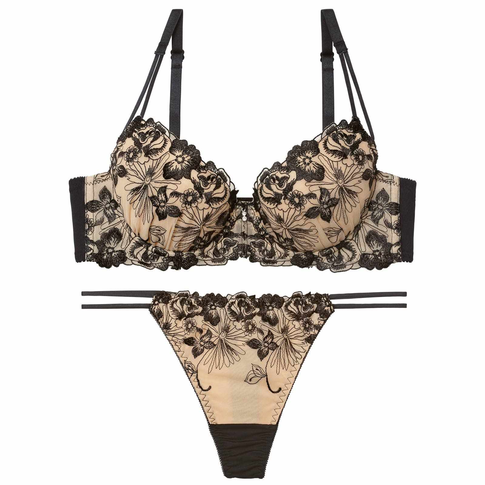 12/17新作!ラグジュアリーレーシィブロッサムブラジャー&Tバックショーツ