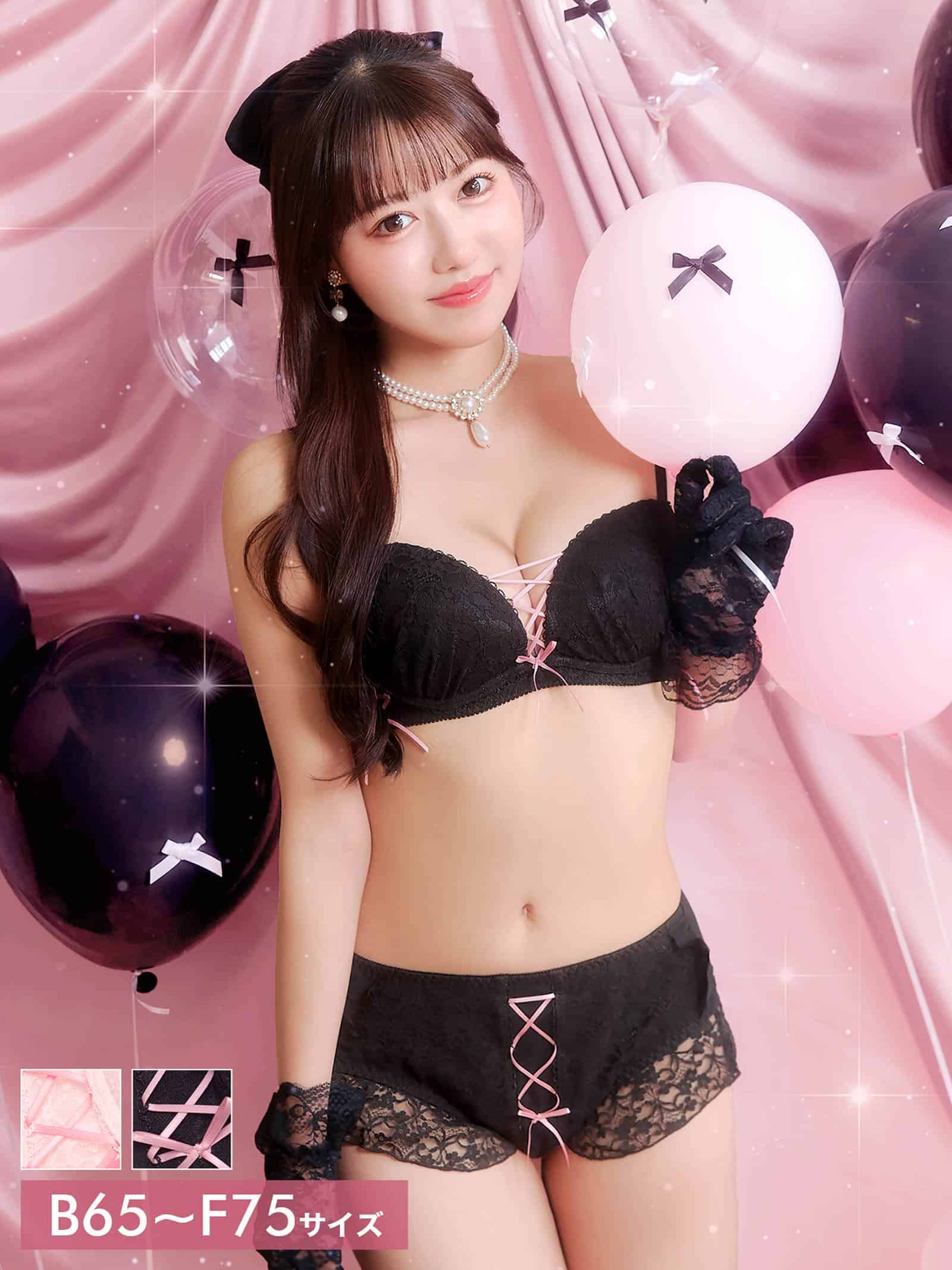 6/17新作!キューティレースアップブラジャー&フルバックショーツ