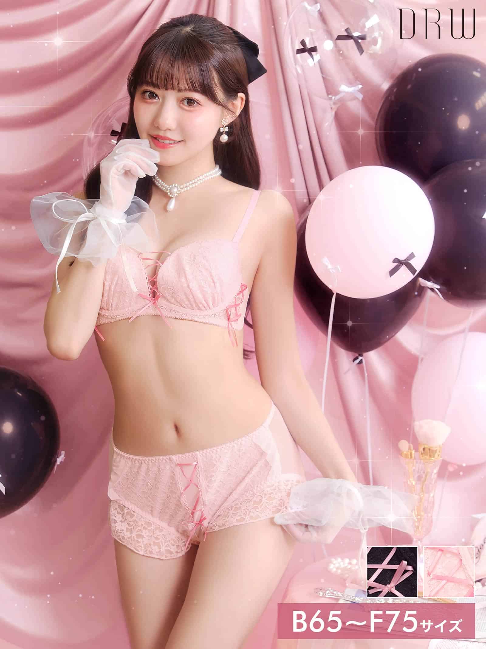 6/17新作!キューティレースアップブラジャー&フルバックショーツ