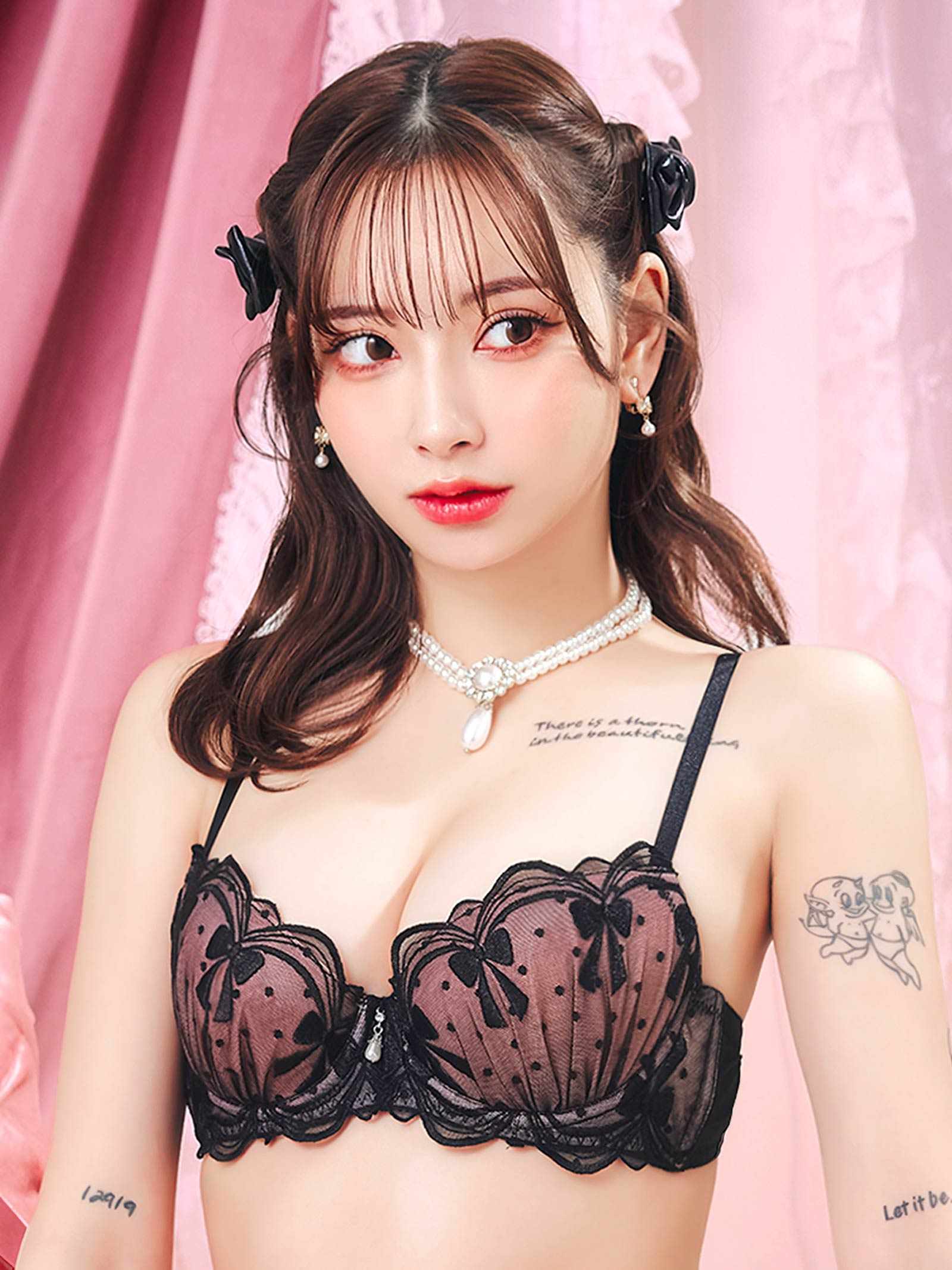 4/1新作!ドットリボンチェーンブラジャー&フルバックショーツ