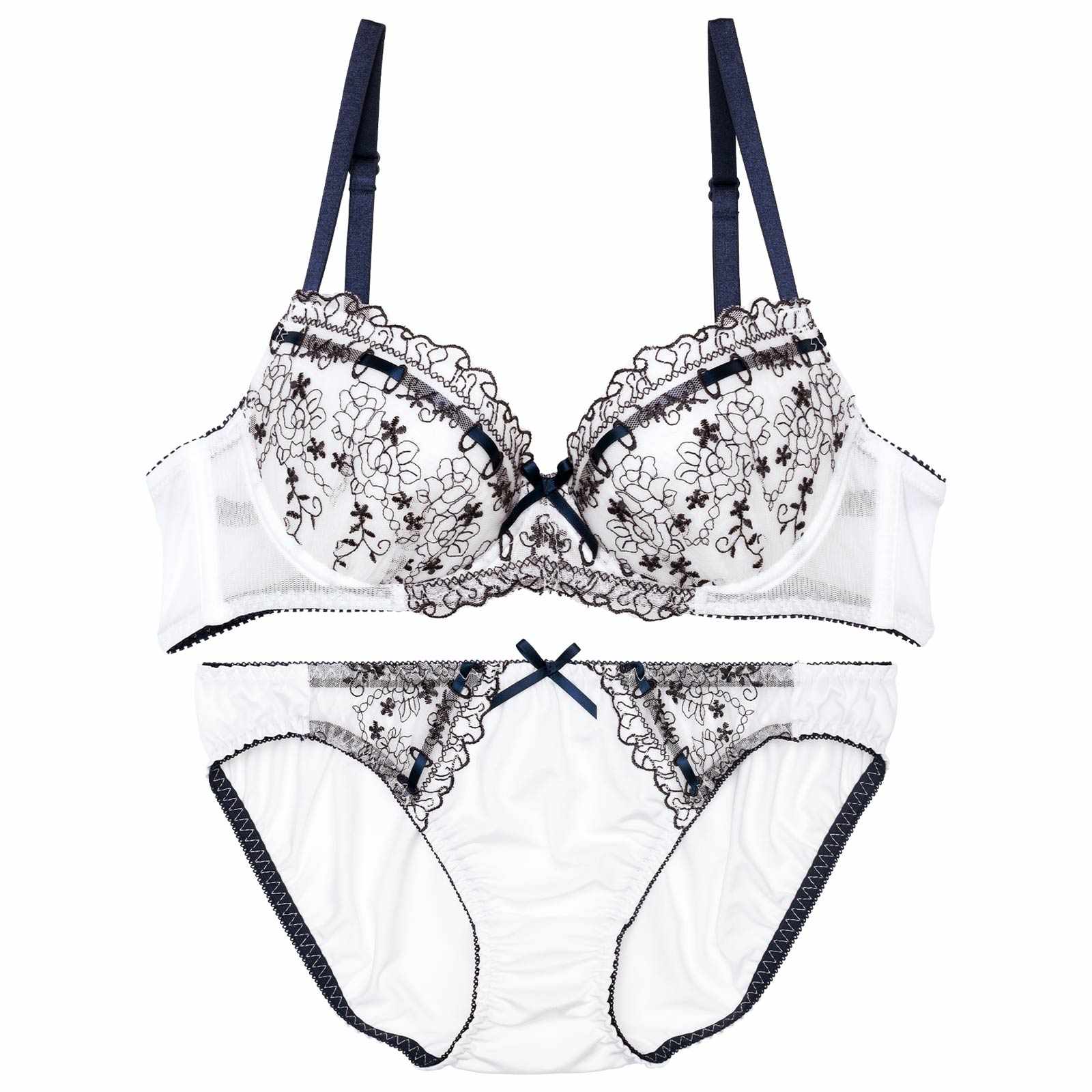 ガーリーリボンブルームブラジャー&フルバックショーツ