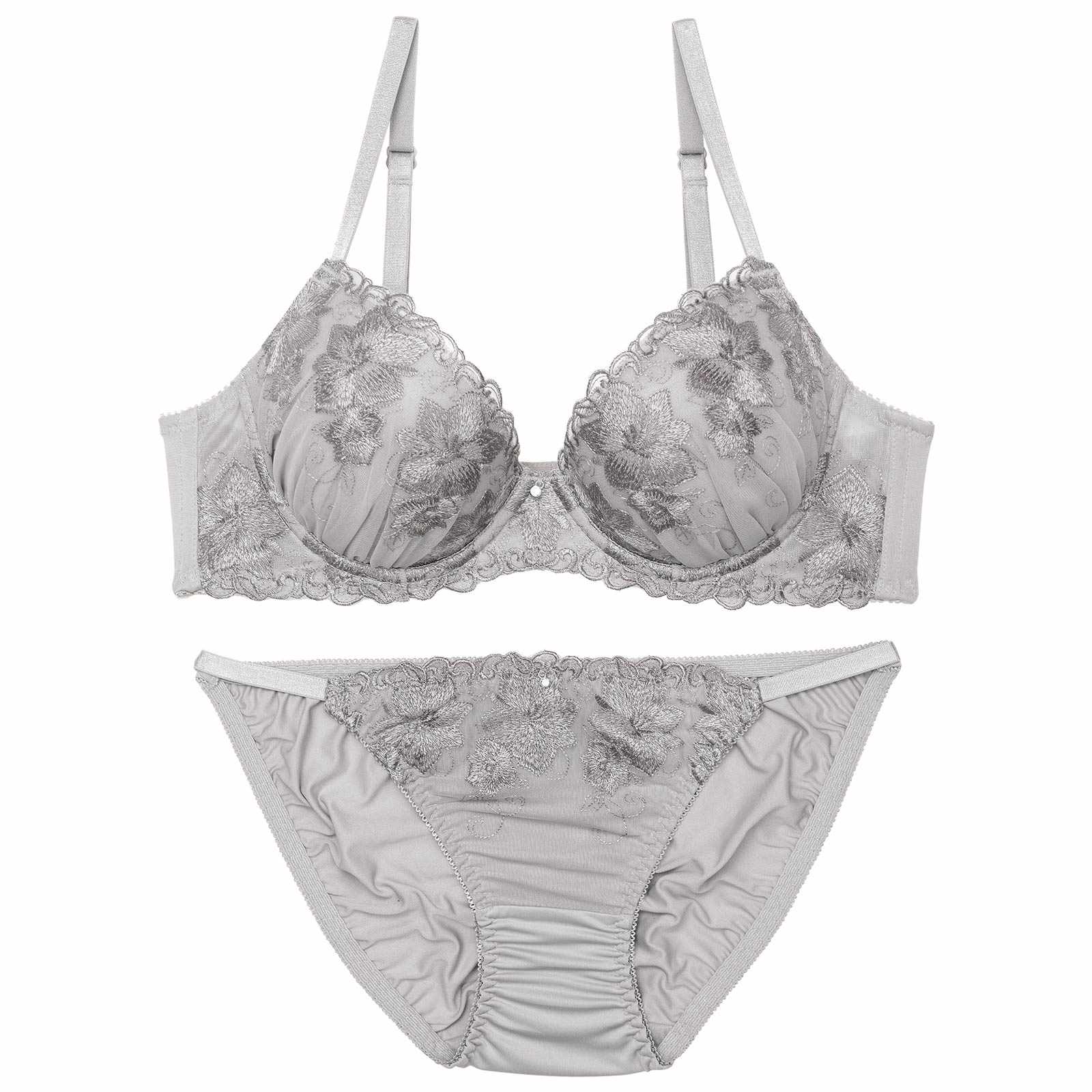 グロッシーブロッサムエンブロイダリーブラジャー&フルバックショーツ