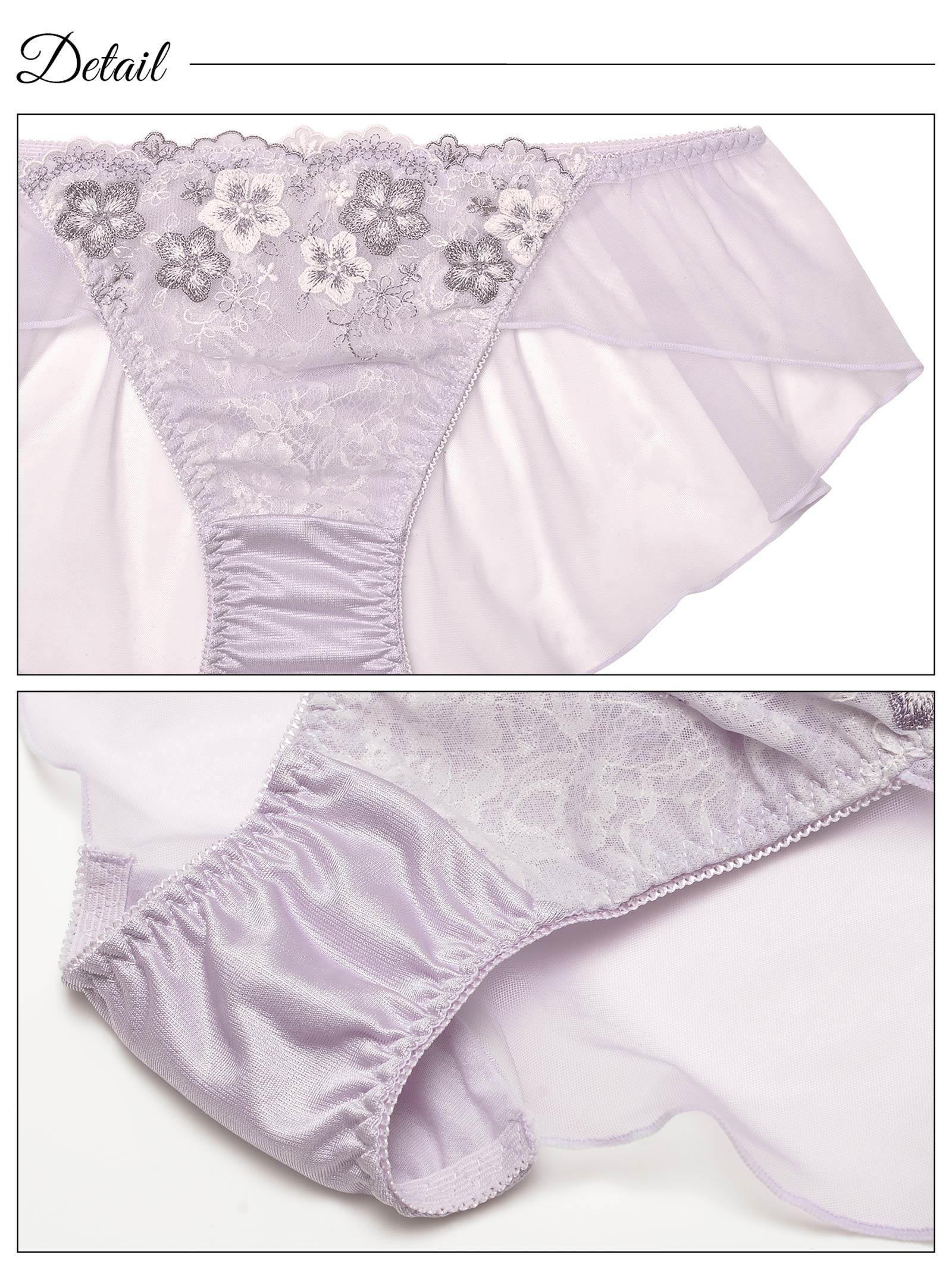 ペールシフォンフルーレットブラジャー&フルバックショーツ - 【公式】247Lingerie