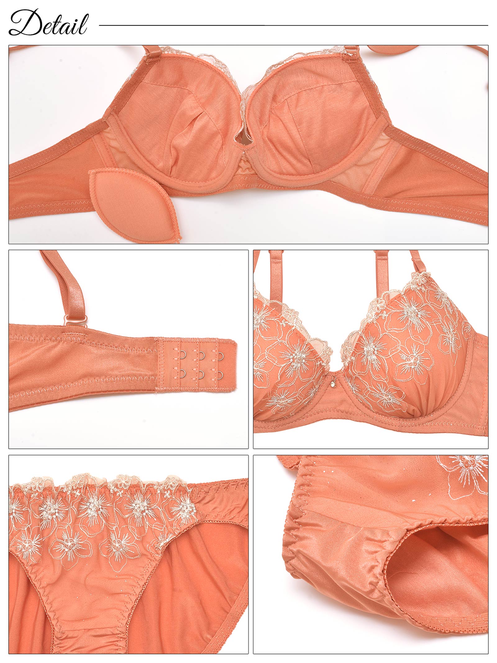 ピュアブルームエンブロイダリーブラジャー&フルバックショーツ