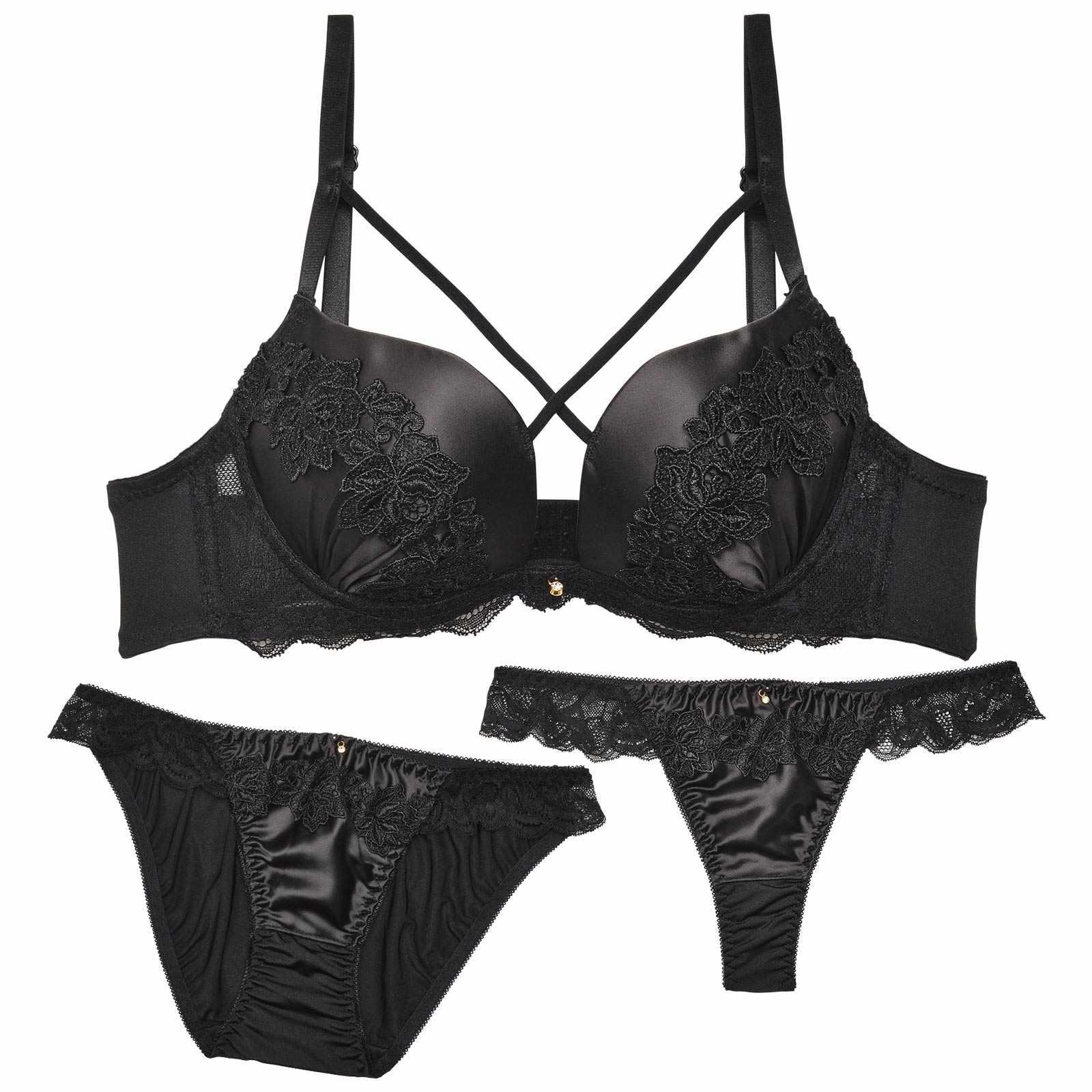 【3点セット】ケミカルローズコードブラジャー&フルバック&Tバックショーツ - 【公式】247Lingerie