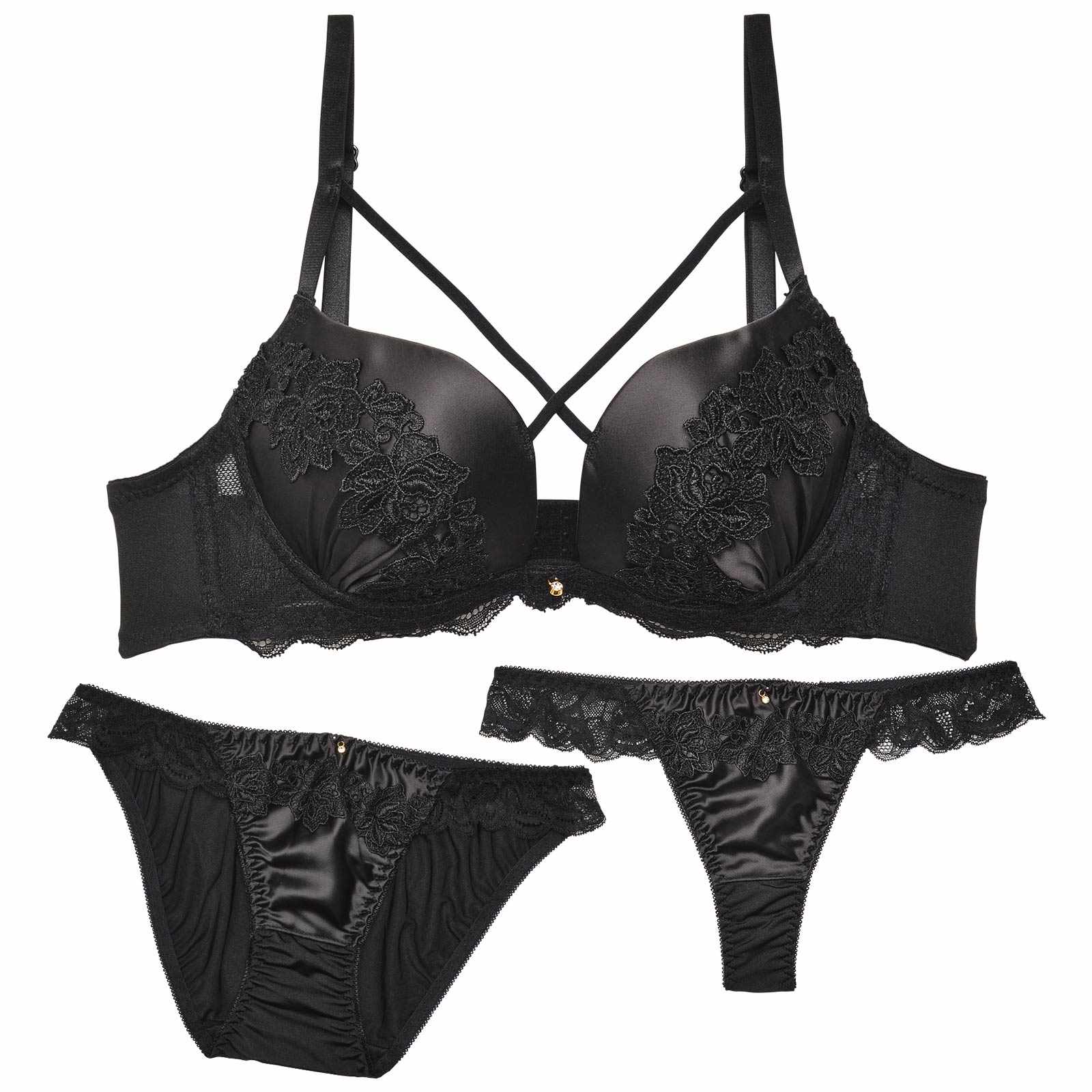 11/6再販!【3点セット】ケミカルローズコードブラジャー&フルバック&Tバックショーツ