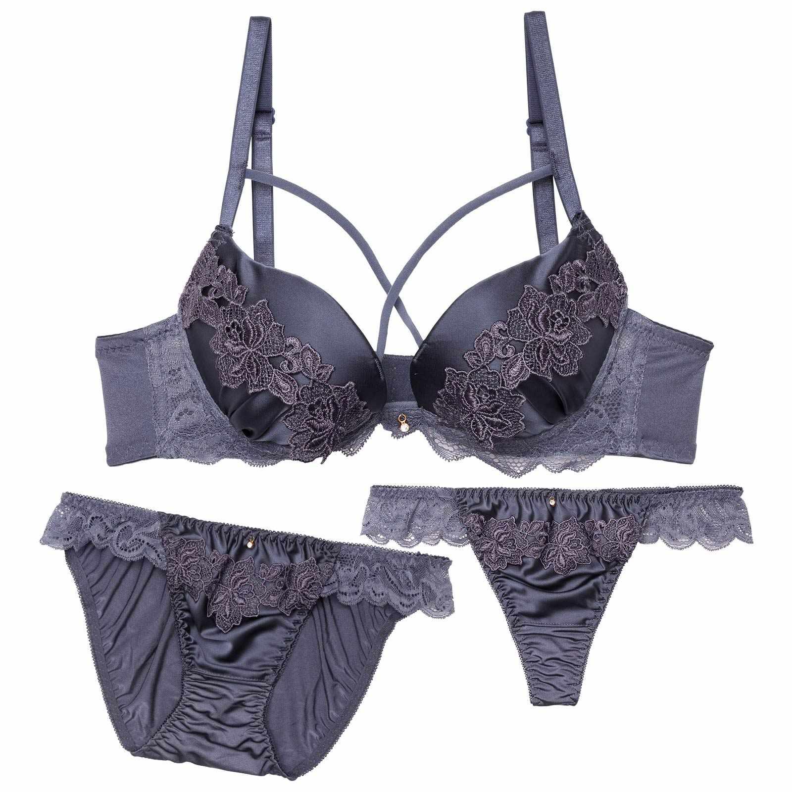 【3点セット】ケミカルローズコードブラジャー&フルバック&Tバックショーツ - 【公式】247Lingerie