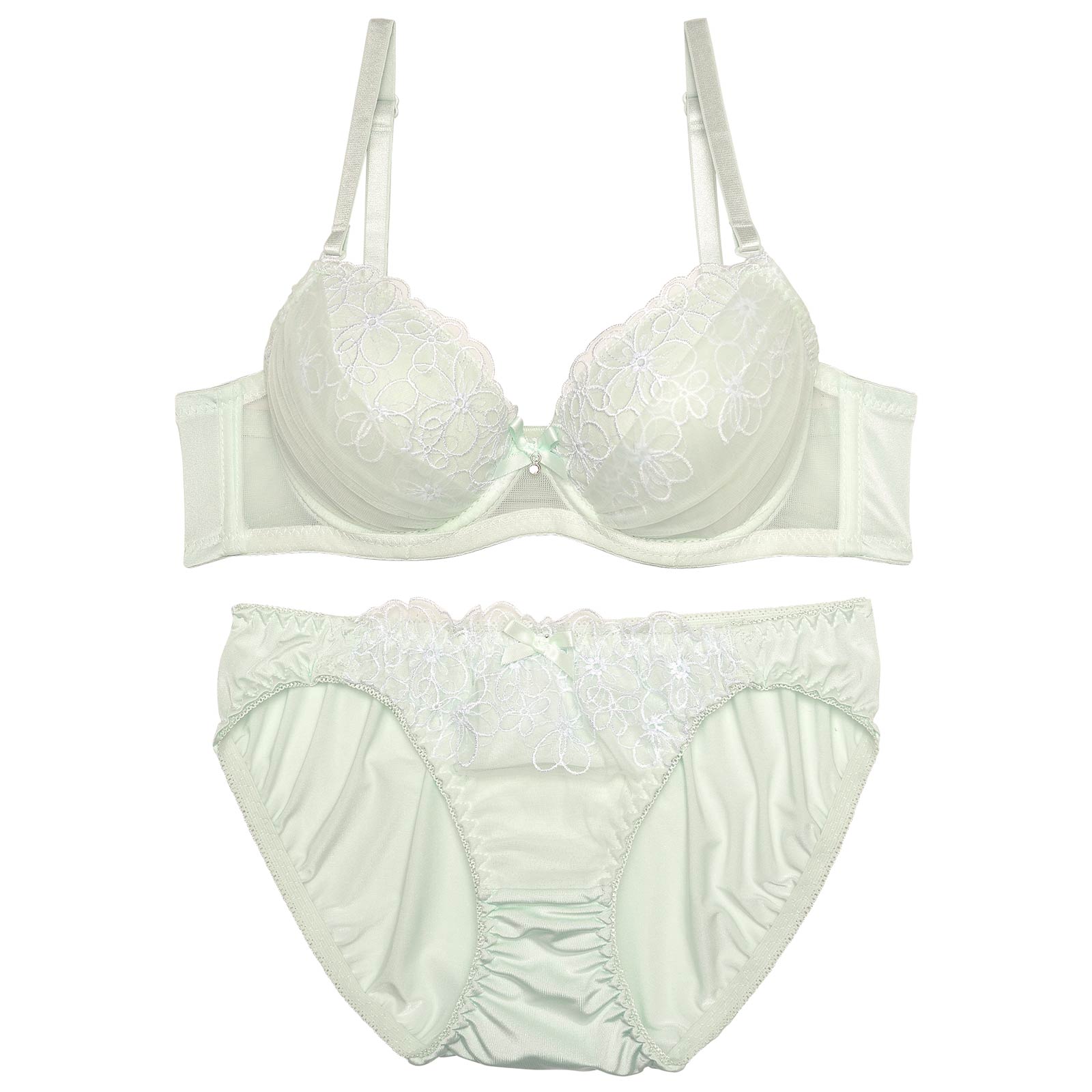 フェミニンラメフラワーブラジャー&フルバックショーツ