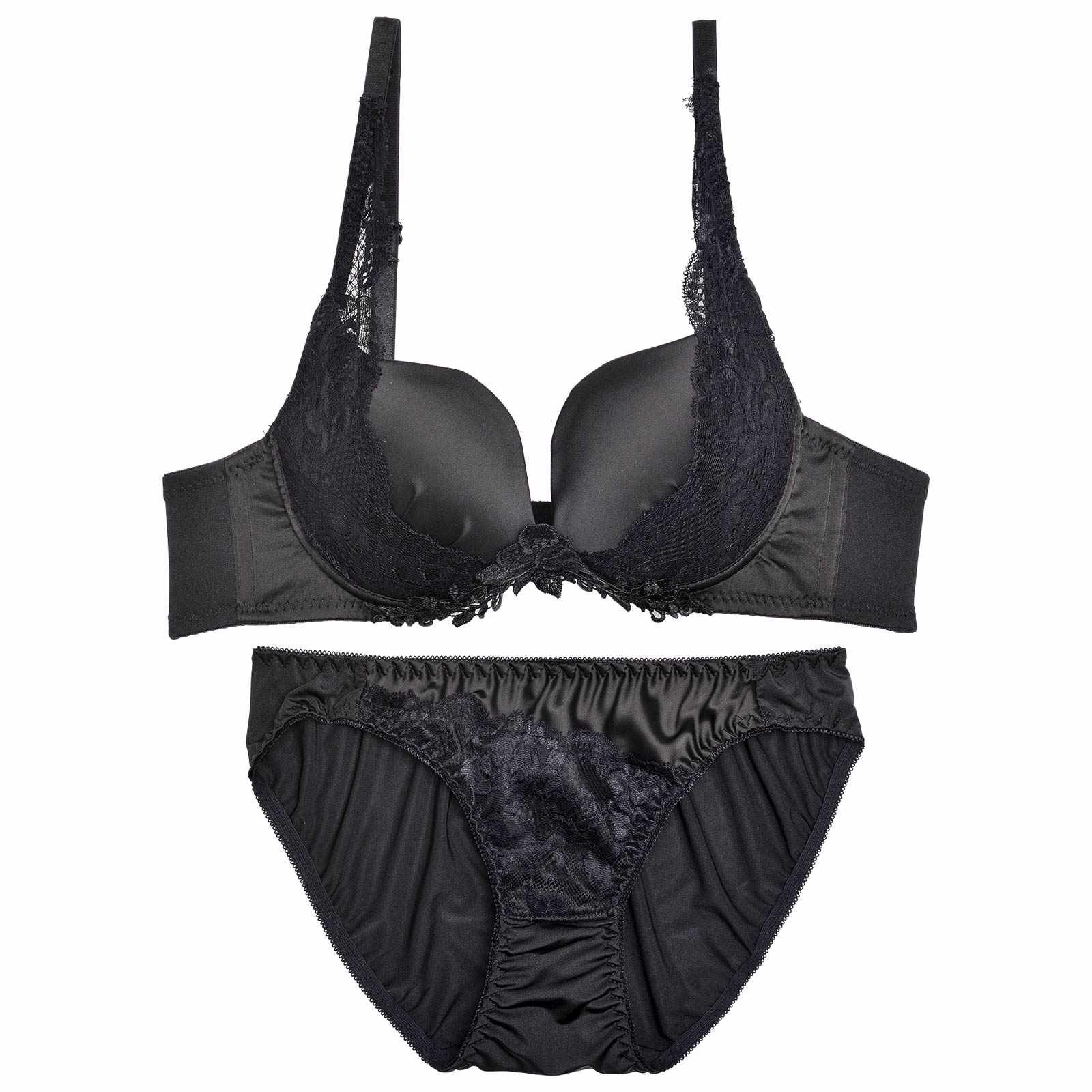 ダスティマットサテンエンブロイダリーブラジャー&フルバックショーツ