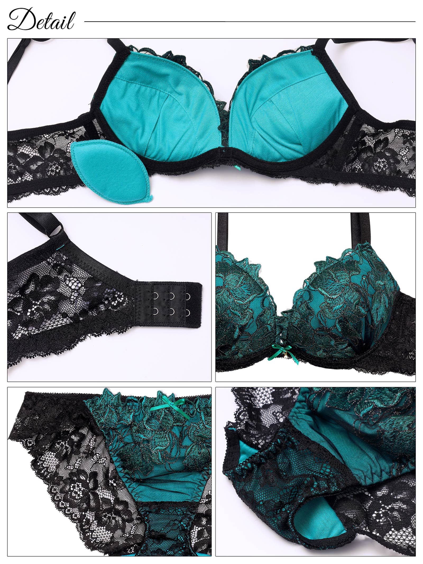 11/11再販!ビビットフルールエンブロイダリー育乳脇高ブラジャー&バック透けフルバックショーツ