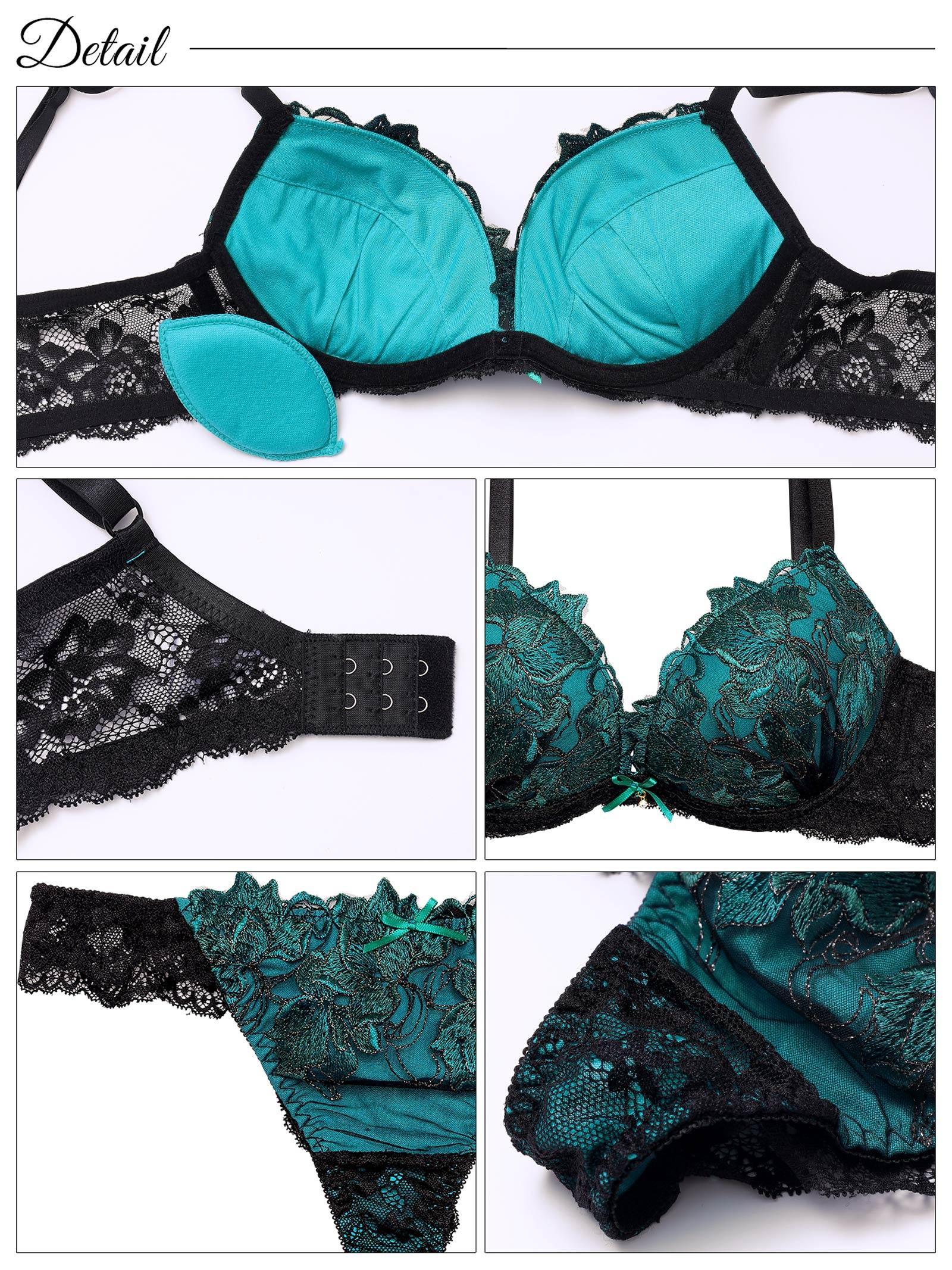 1/6再販!ビビットフルールエンブロイダリー育乳脇高ブラジャー&バック透けTバックショーツ - 【公式】247Lingerie