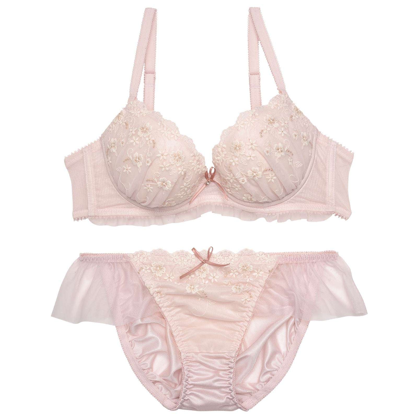 ペールチュールフルーレットブラジャー&フルバックショーツ - 【公式】247Lingerie