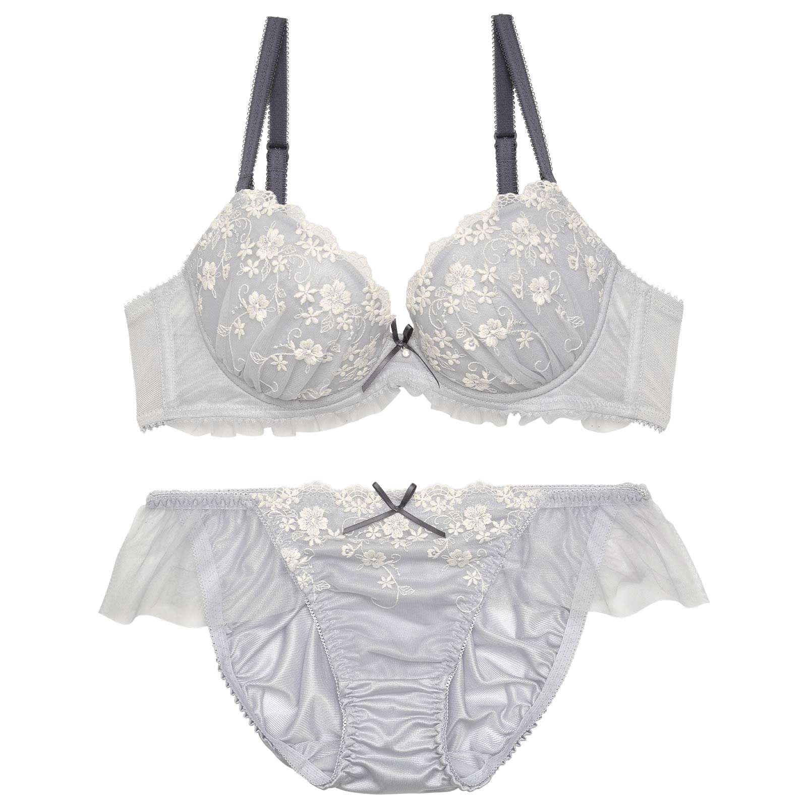 ペールチュールフルーレットブラジャー&フルバックショーツ - 【公式】247Lingerie