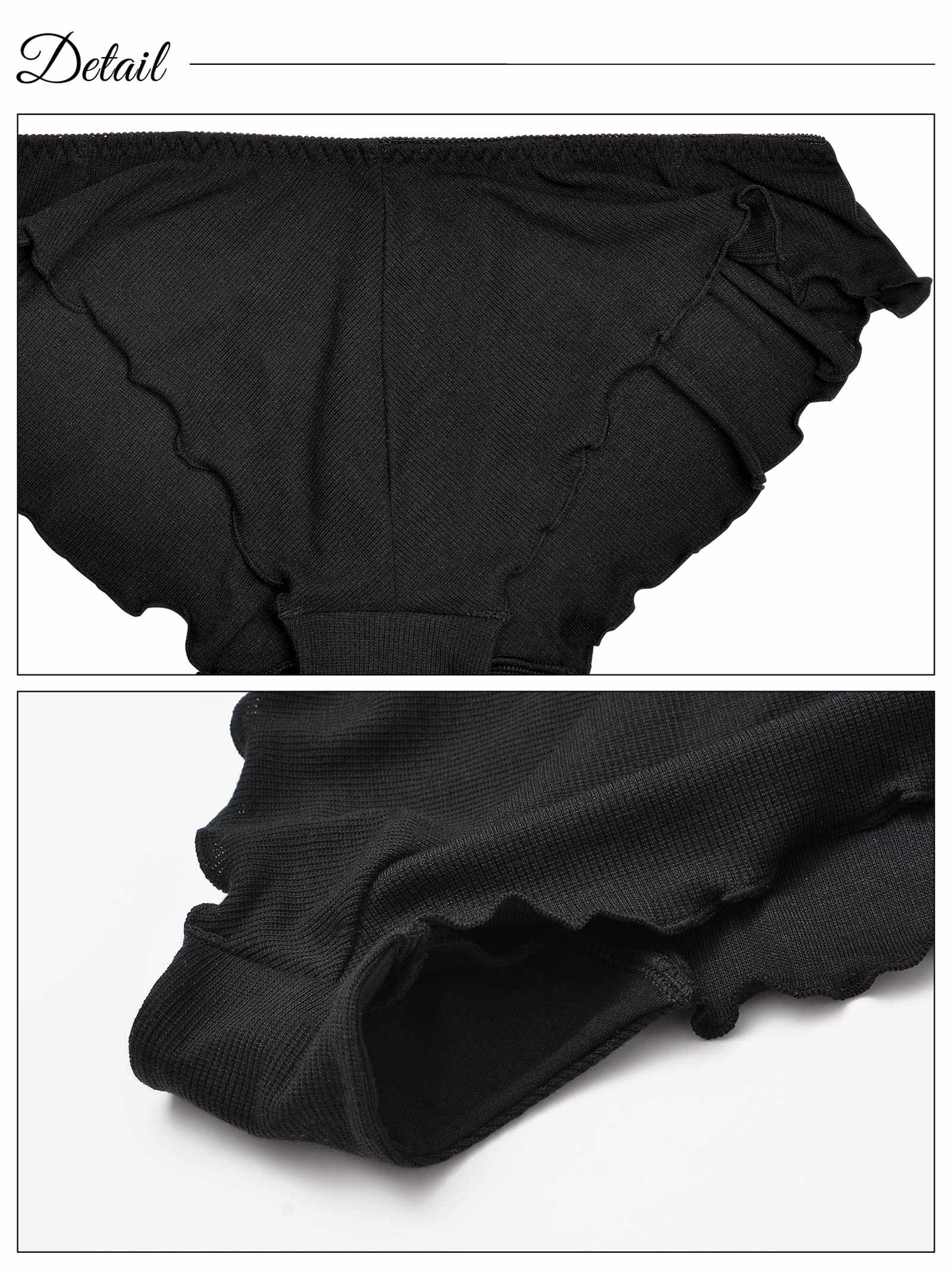 【ノンワイヤー】ナチュラルフリルリブブラジャー&フルバックショーツ