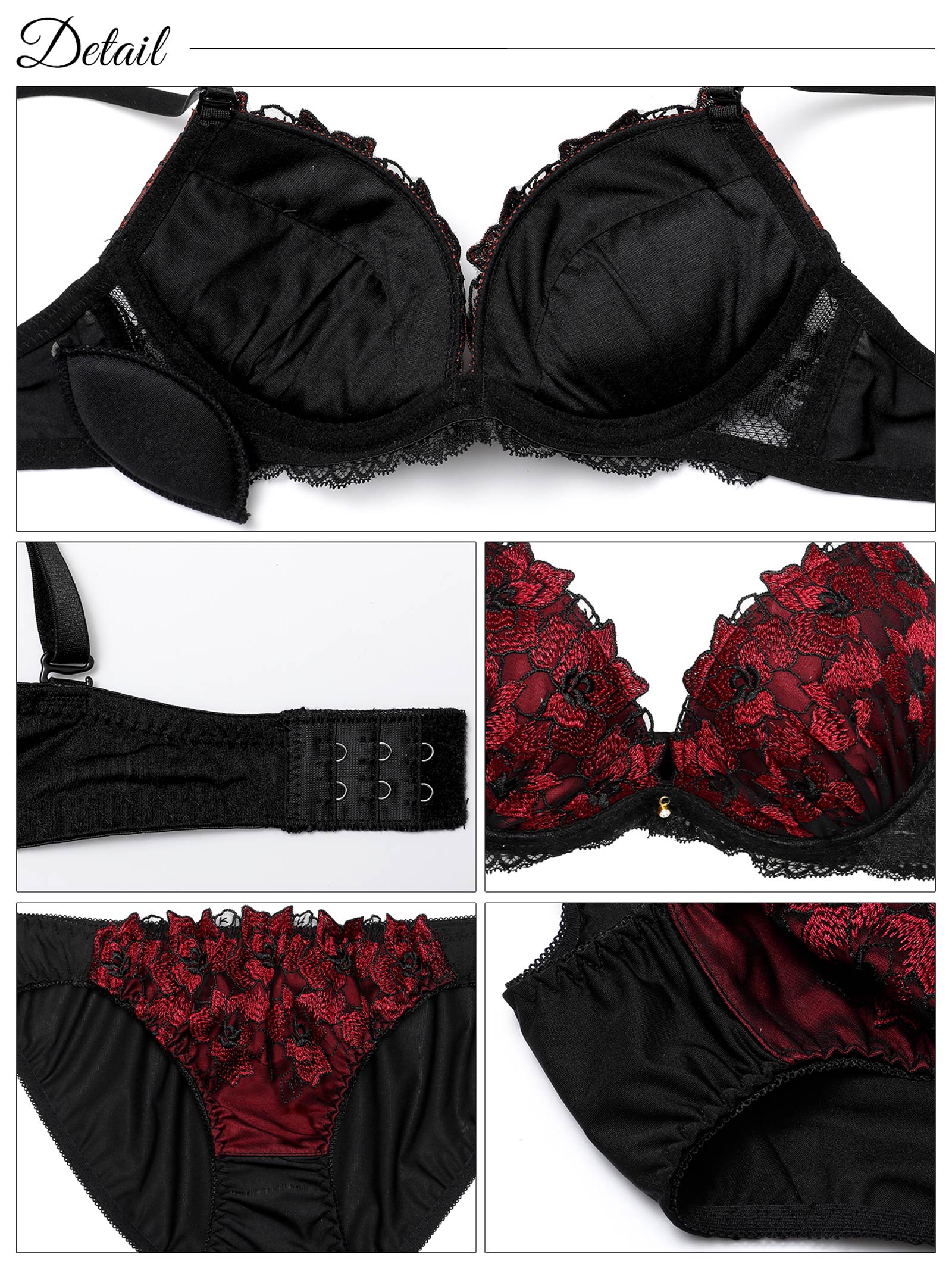 7/10再販!グラマーブロッサムエンブロイダリーブラジャー&フルバックショーツ