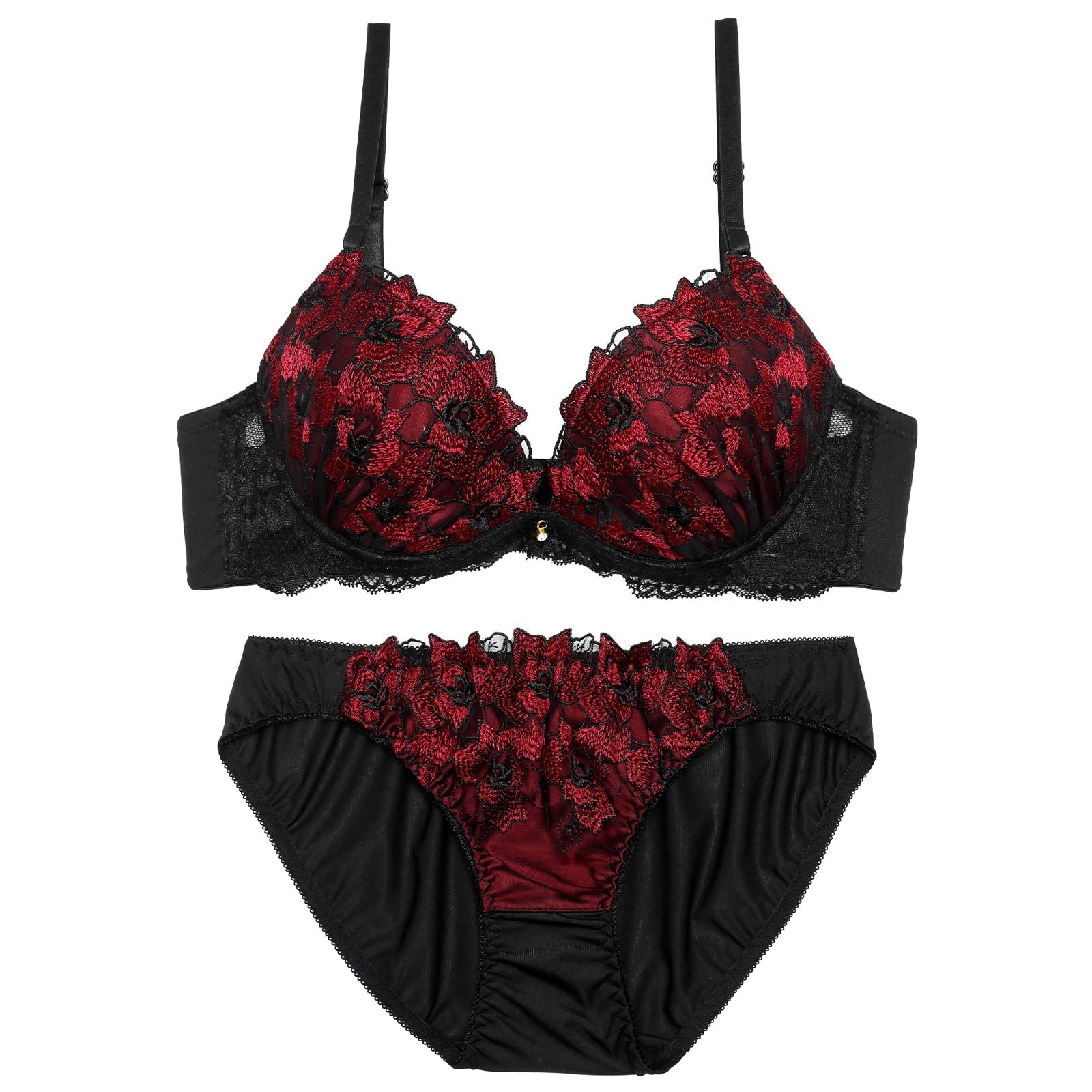 11/6再販!グラマーブロッサムエンブロイダリーブラジャー&フルバックショーツ