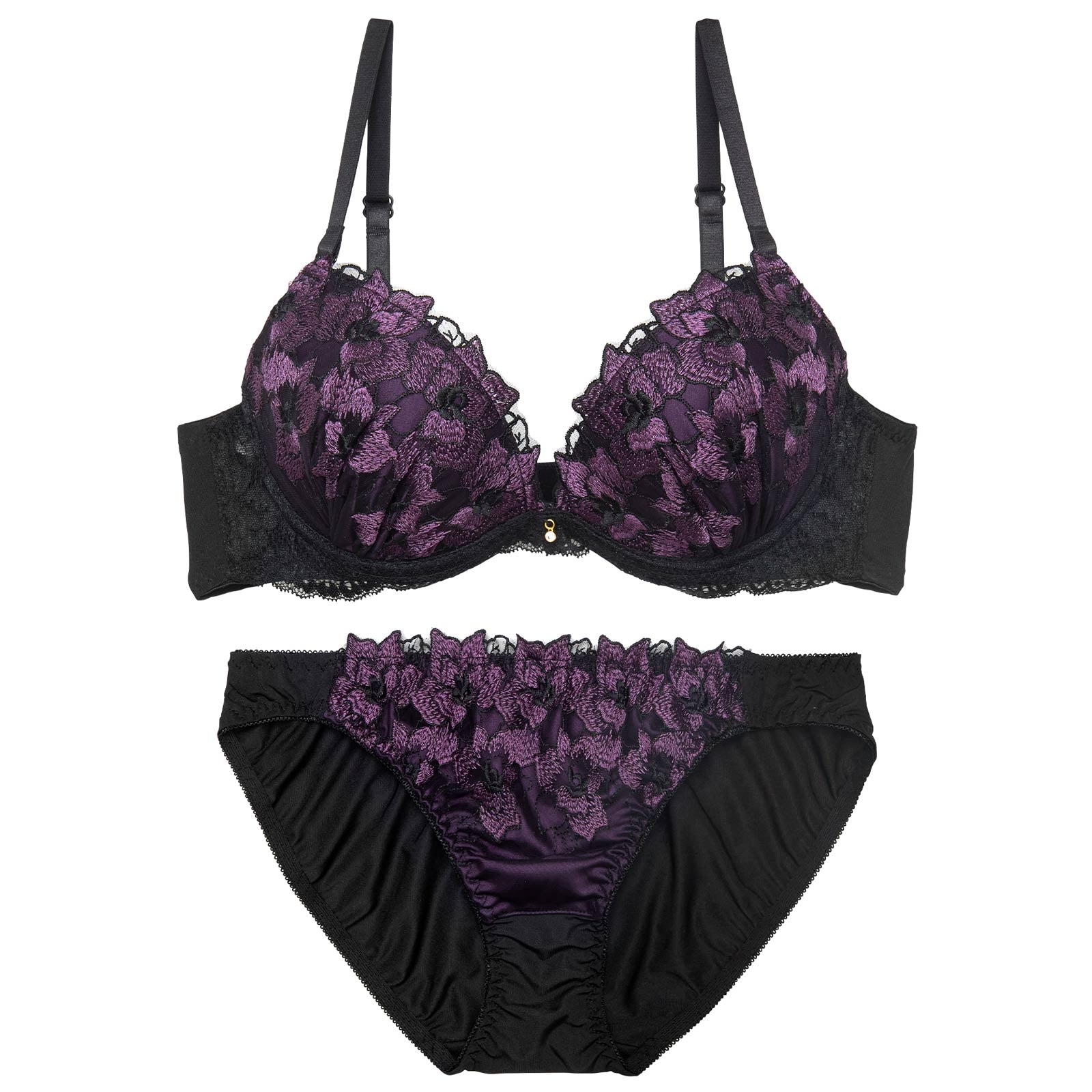 11/6再販!グラマーブロッサムエンブロイダリーブラジャー&フルバックショーツ