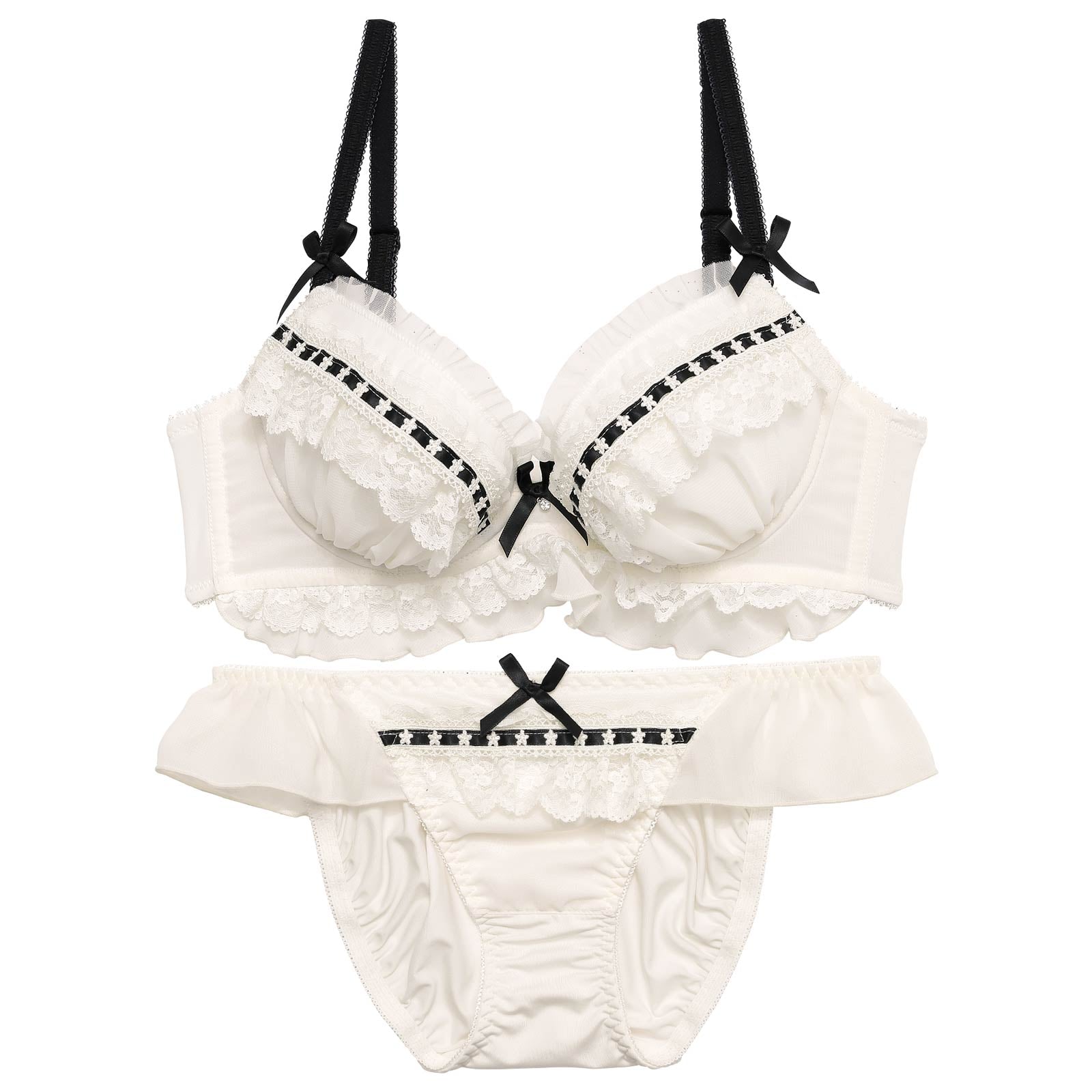 ジェラートフリルレースブラジャー&フルバックショーツ - 【公式】247Lingerie