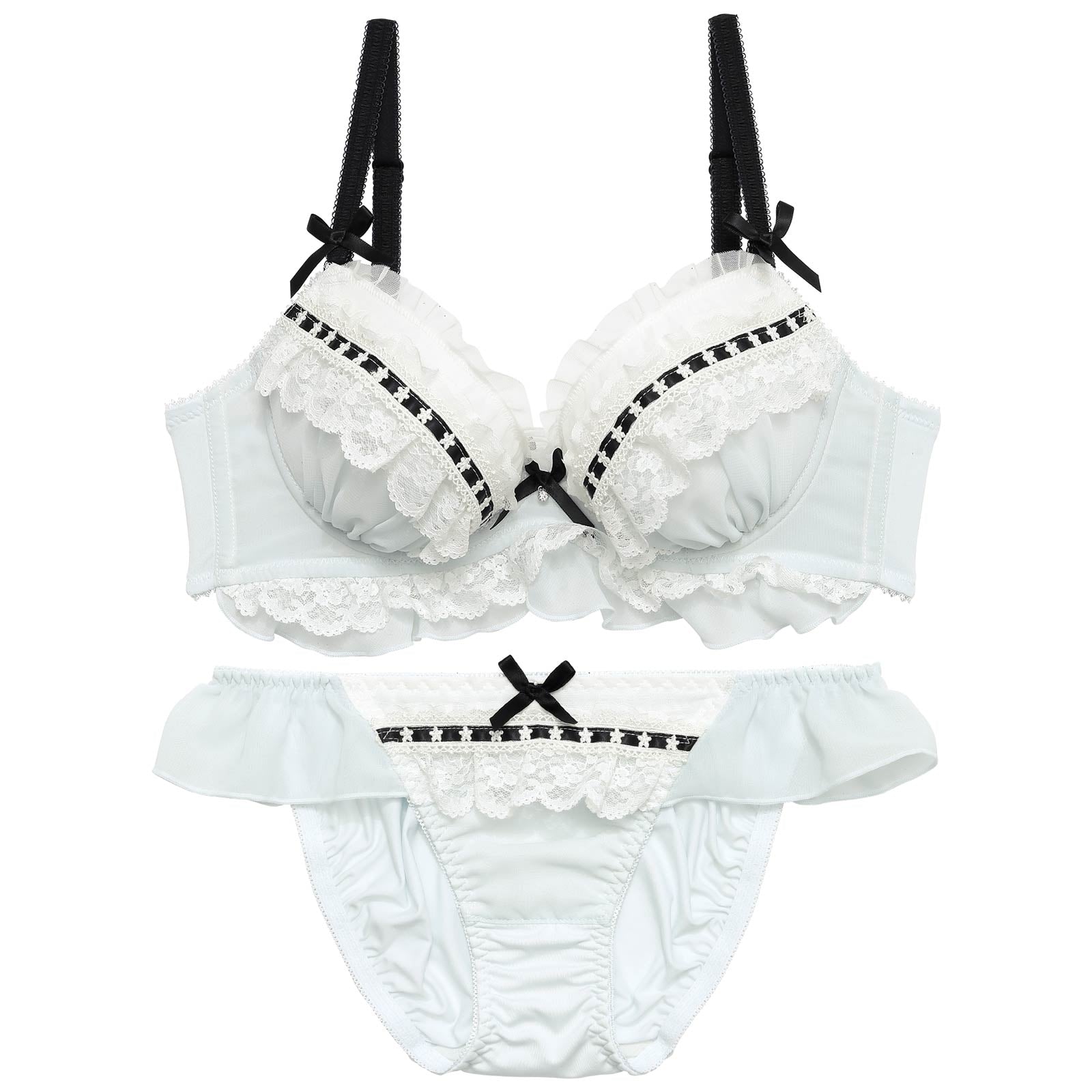 ジェラートフリルレースブラジャー&フルバックショーツ - 【公式】247Lingerie