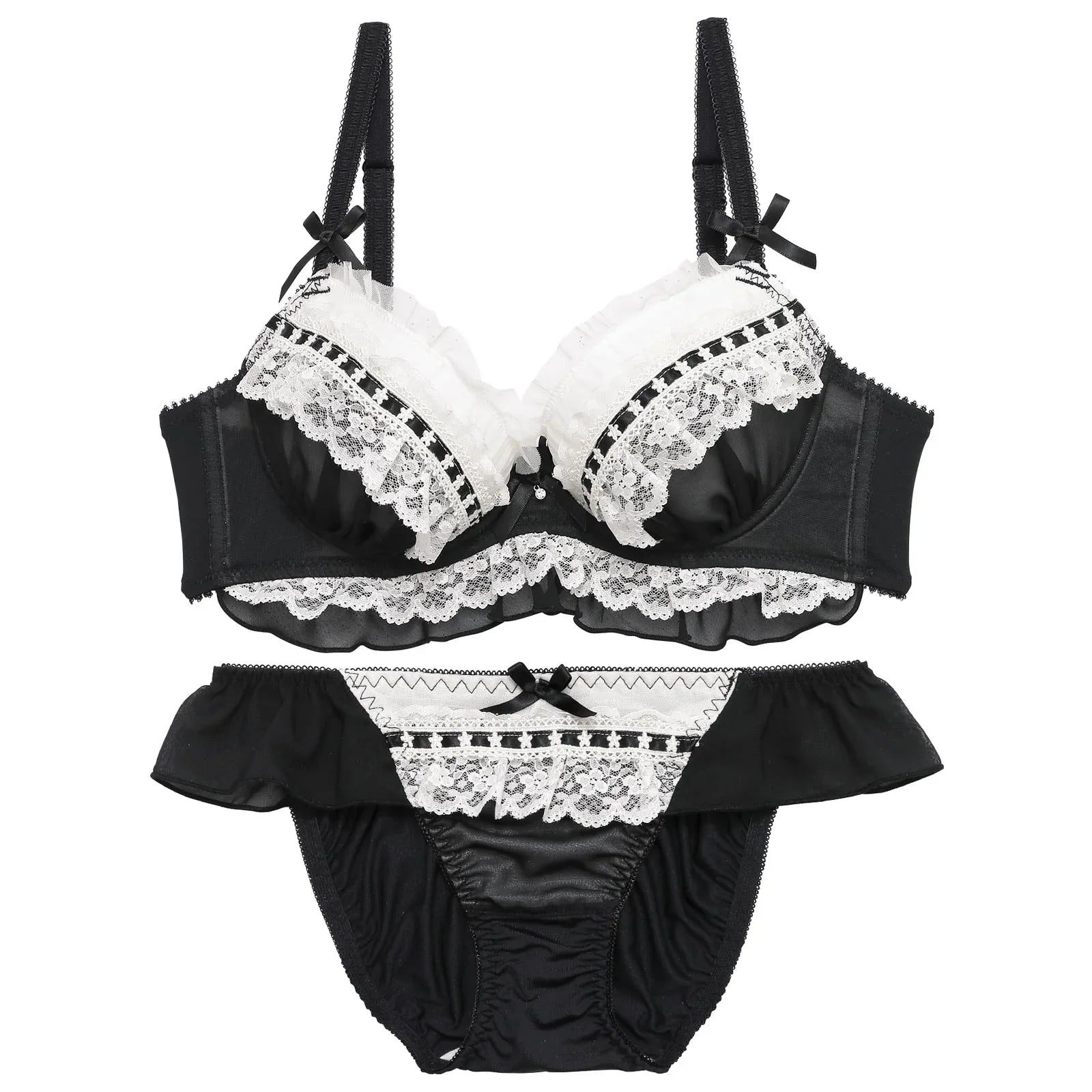 ジェラートフリルレースブラジャー&フルバックショーツ - 【公式】247Lingerie