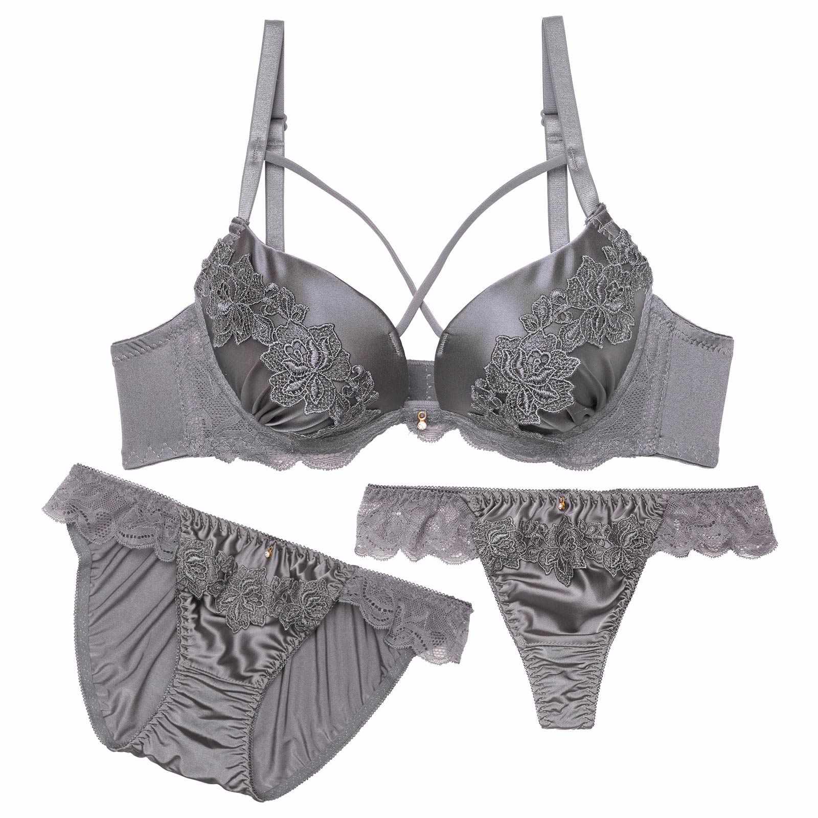 【3点セット】ケミカルローズコードブラジャー&フルバック&Tバックショーツ - 【公式】247Lingerie