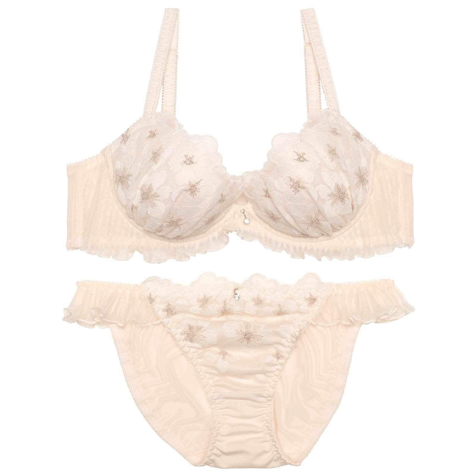 ラピュセルフラワープリーツブラジャー&フルバックショーツ