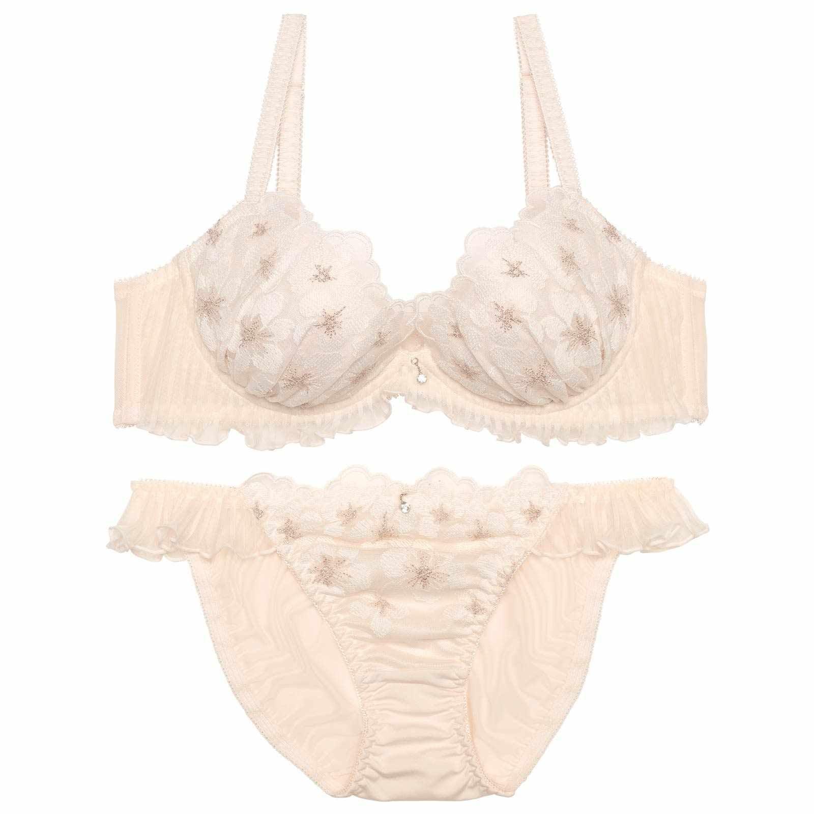 ラピュセルフラワープリーツブラジャー&フルバックショーツ - 【公式】247Lingerie