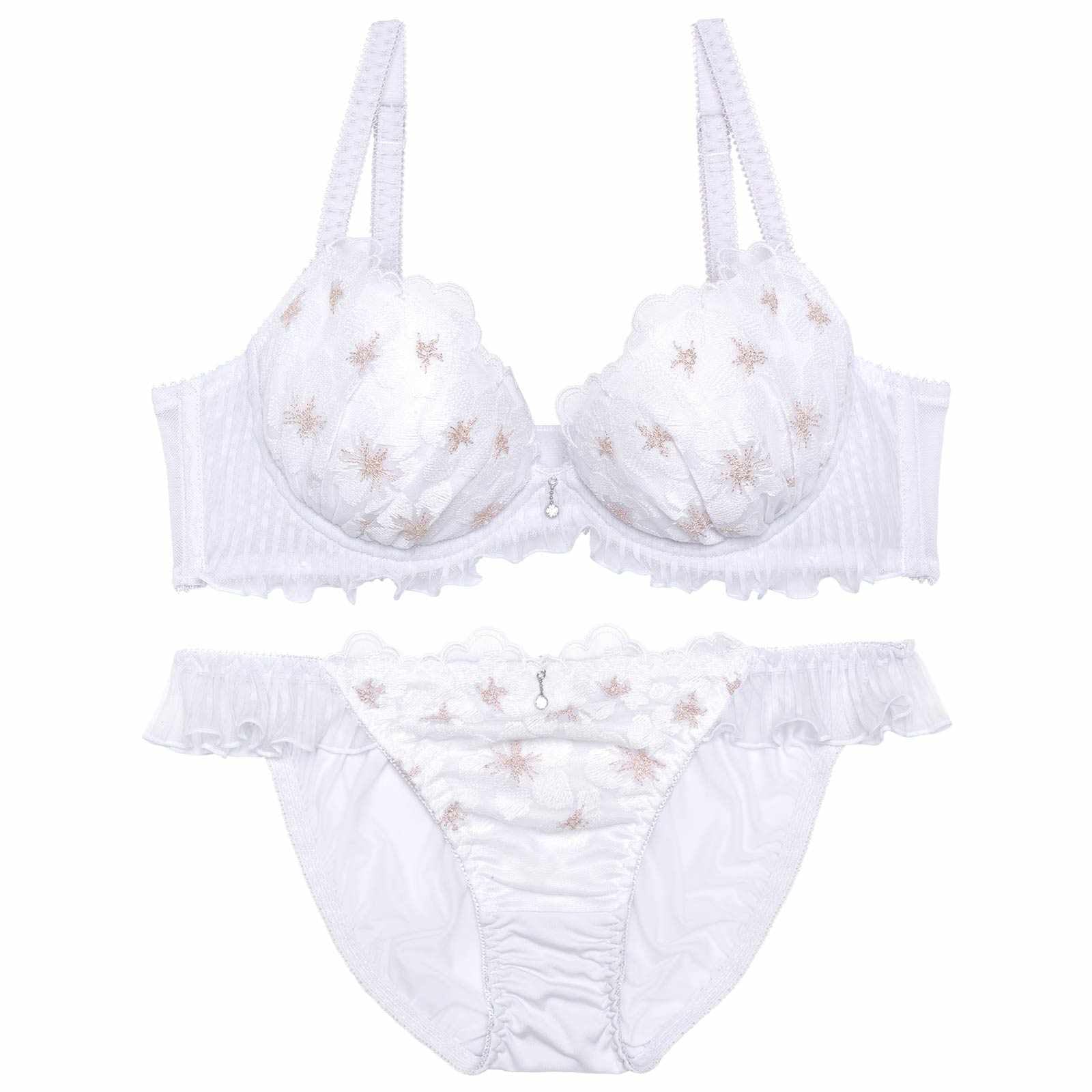 ラピュセルフラワープリーツブラジャー&フルバックショーツ