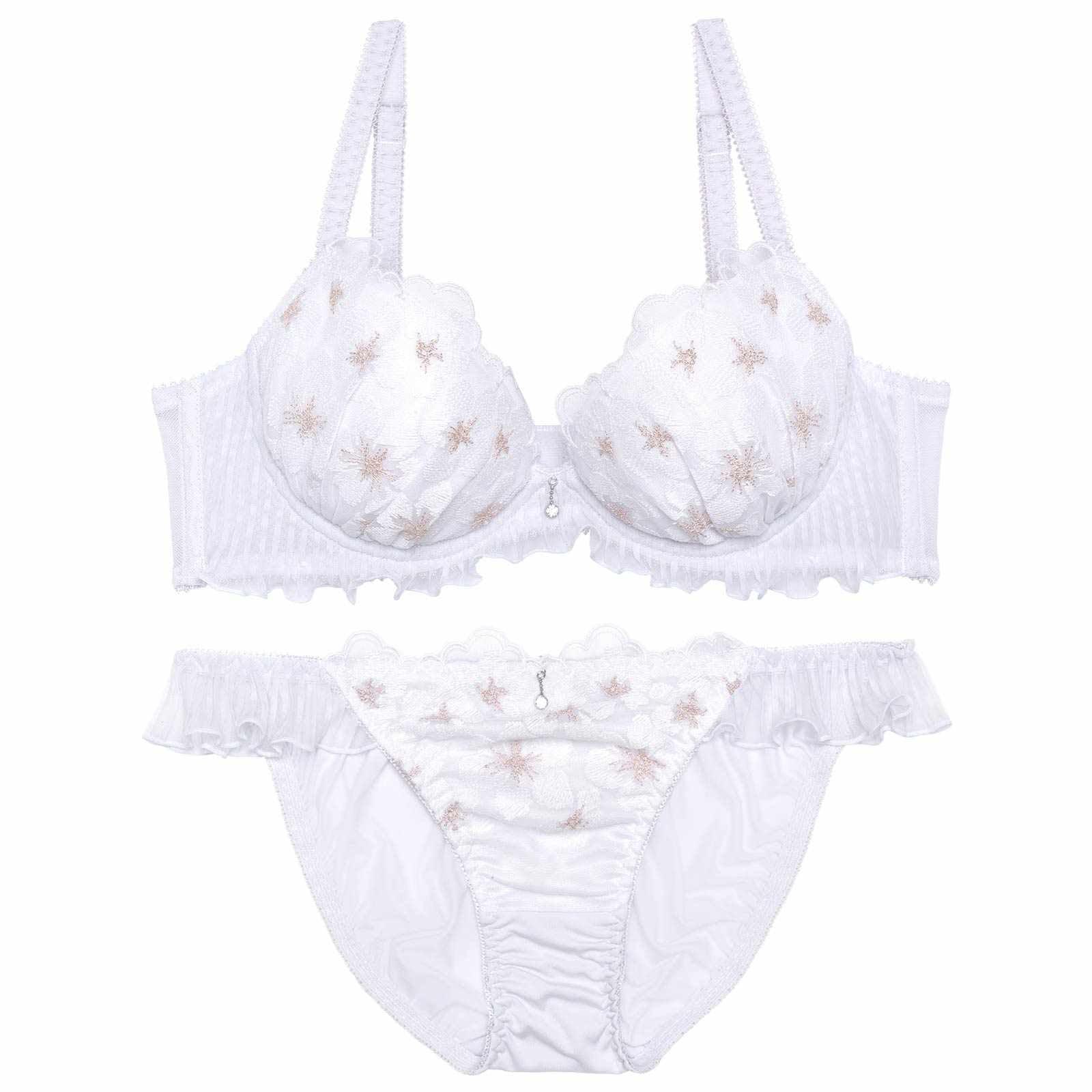 ラピュセルフラワープリーツブラジャー&フルバックショーツ - 【公式】247Lingerie