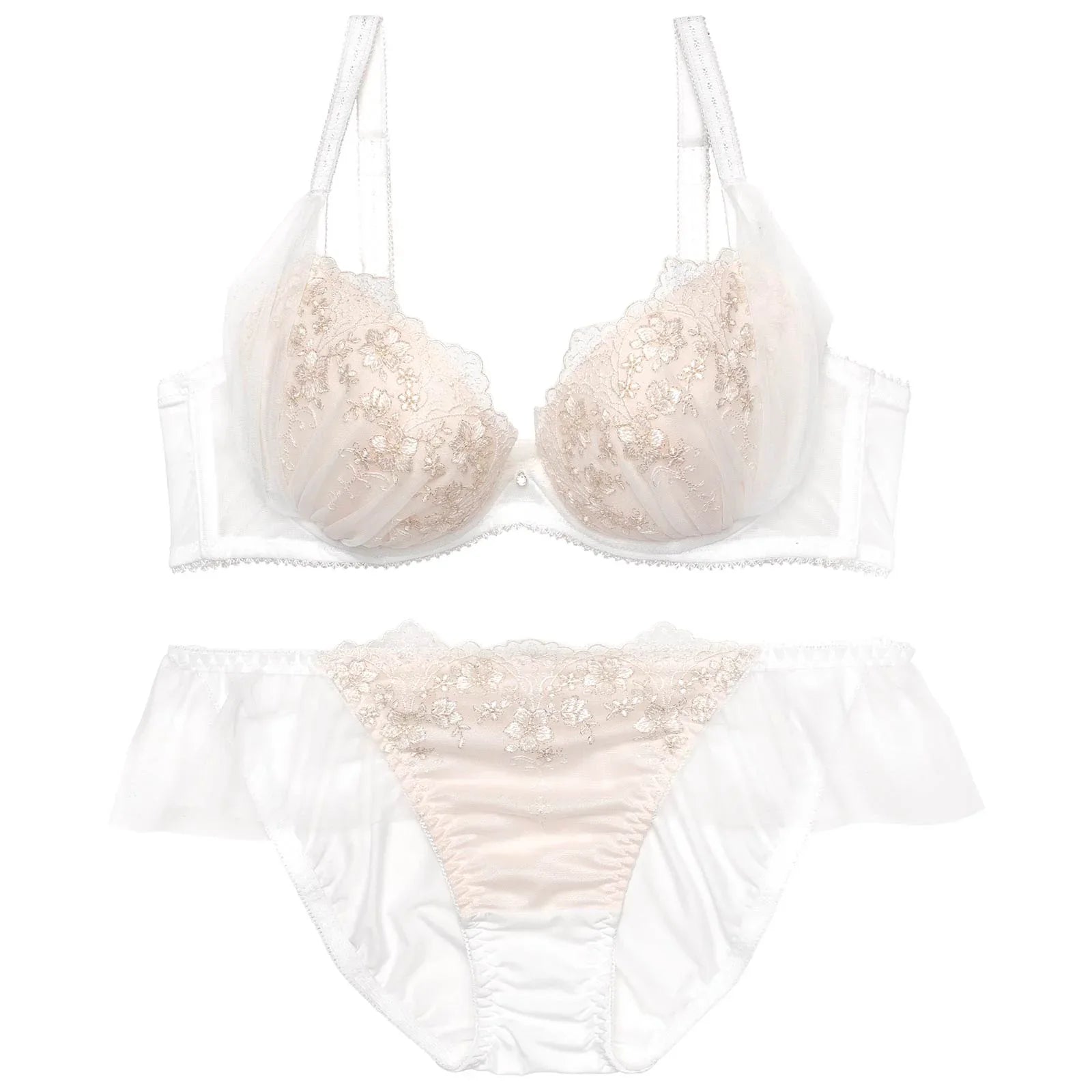 シャイニーブルーミングアーチブラジャー&フルバックショーツ - 【公式】247Lingerie