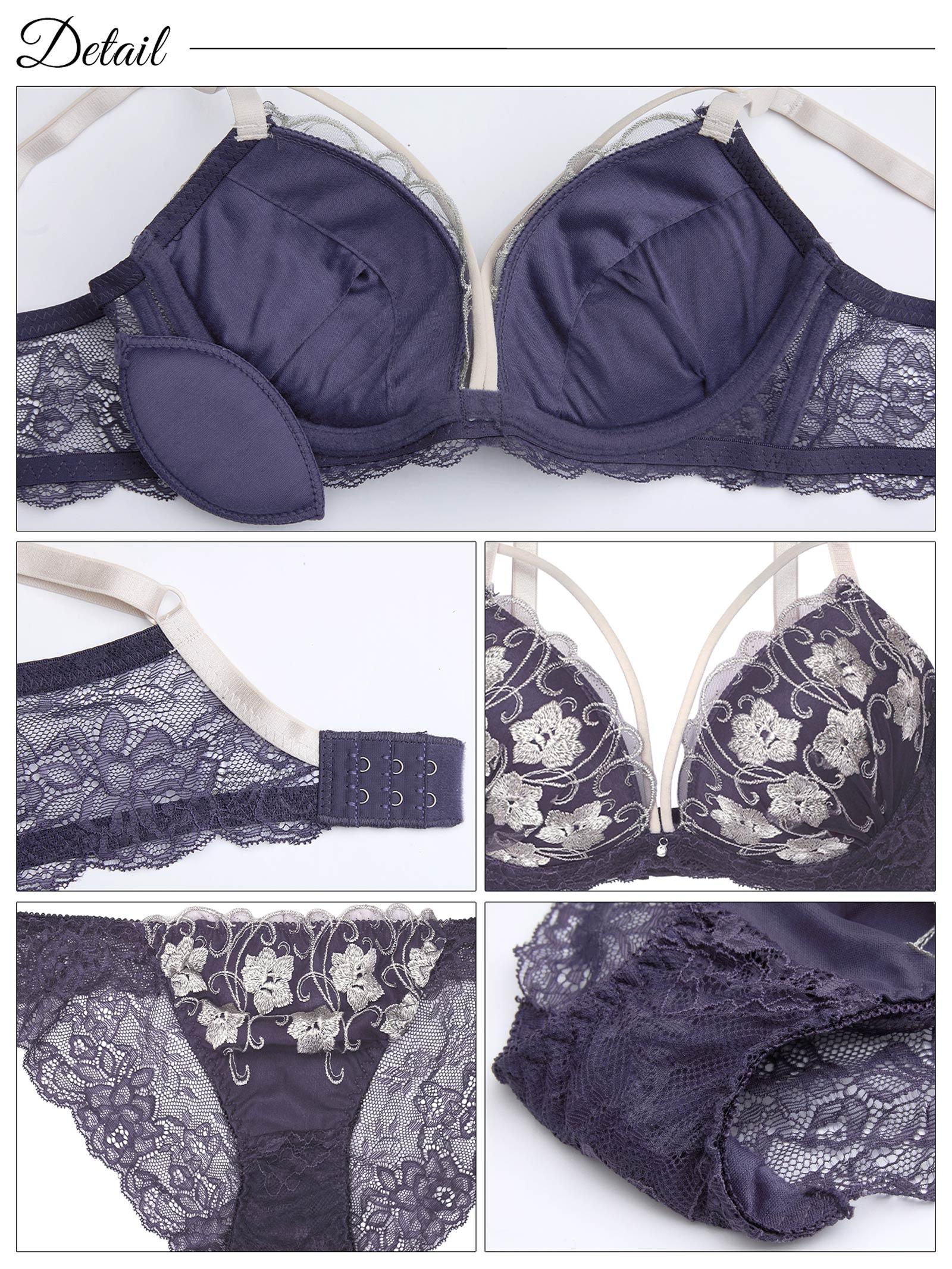 アイビーブルームレース育乳脇高ブラジャー&バック透けフルバックショーツ - 【公式】247Lingerie