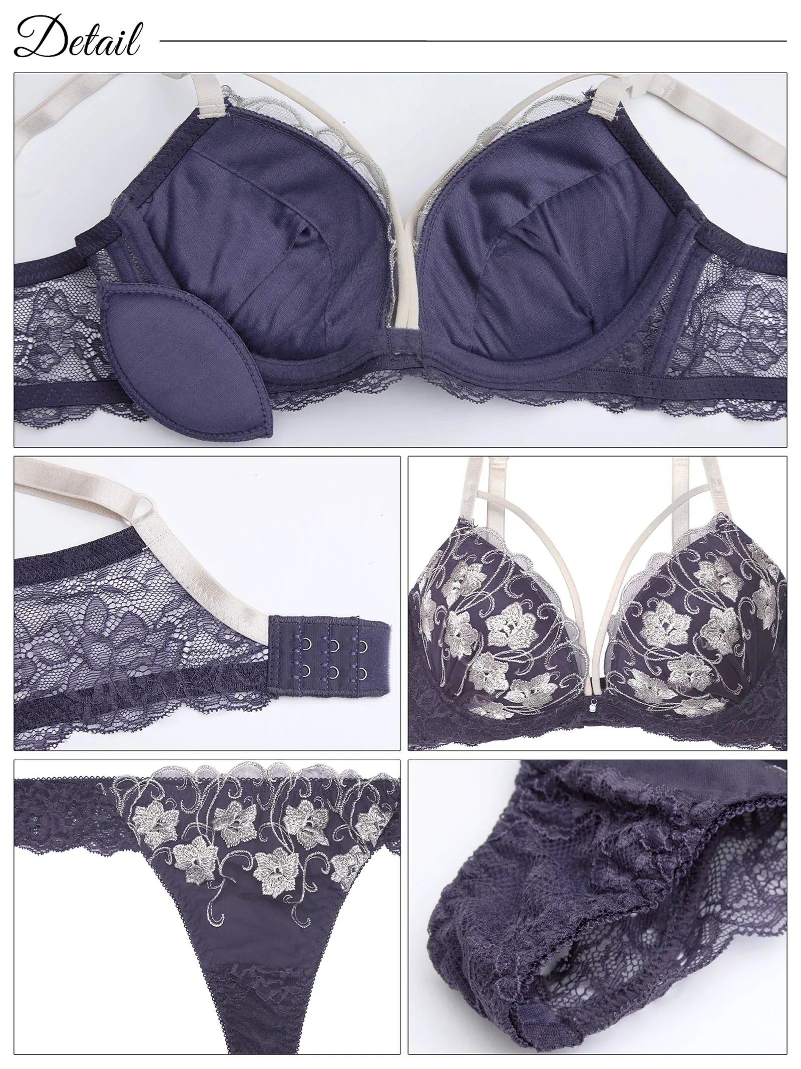 アイビーブルームレース育乳脇高ブラジャー&バック透けTバックショーツ - 【公式】247Lingerie