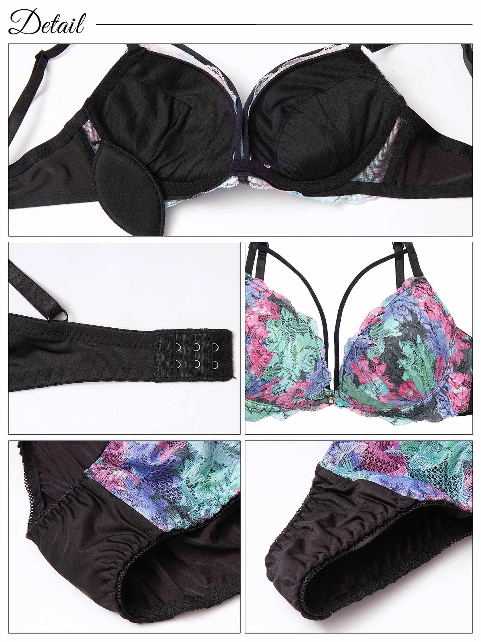 【3点セット】ビビットブロッサムコードブラジャー&フルバック&Tバックショーツ - 【公式】247Lingerie