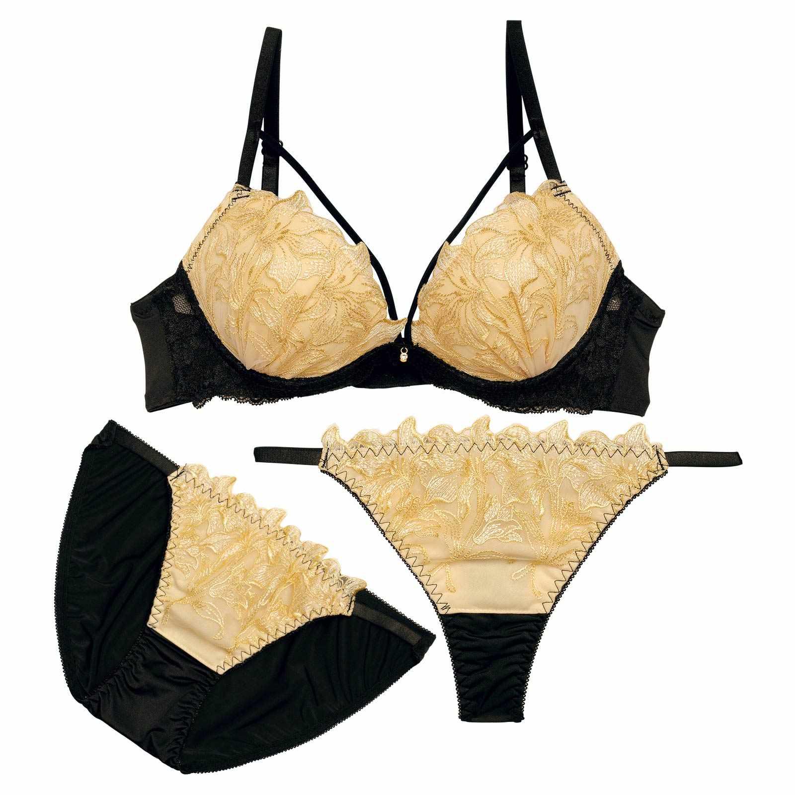 【3点セット】ダスティリリーコードブラジャー&フルバック&Tバックショーツ - 【公式】247Lingerie