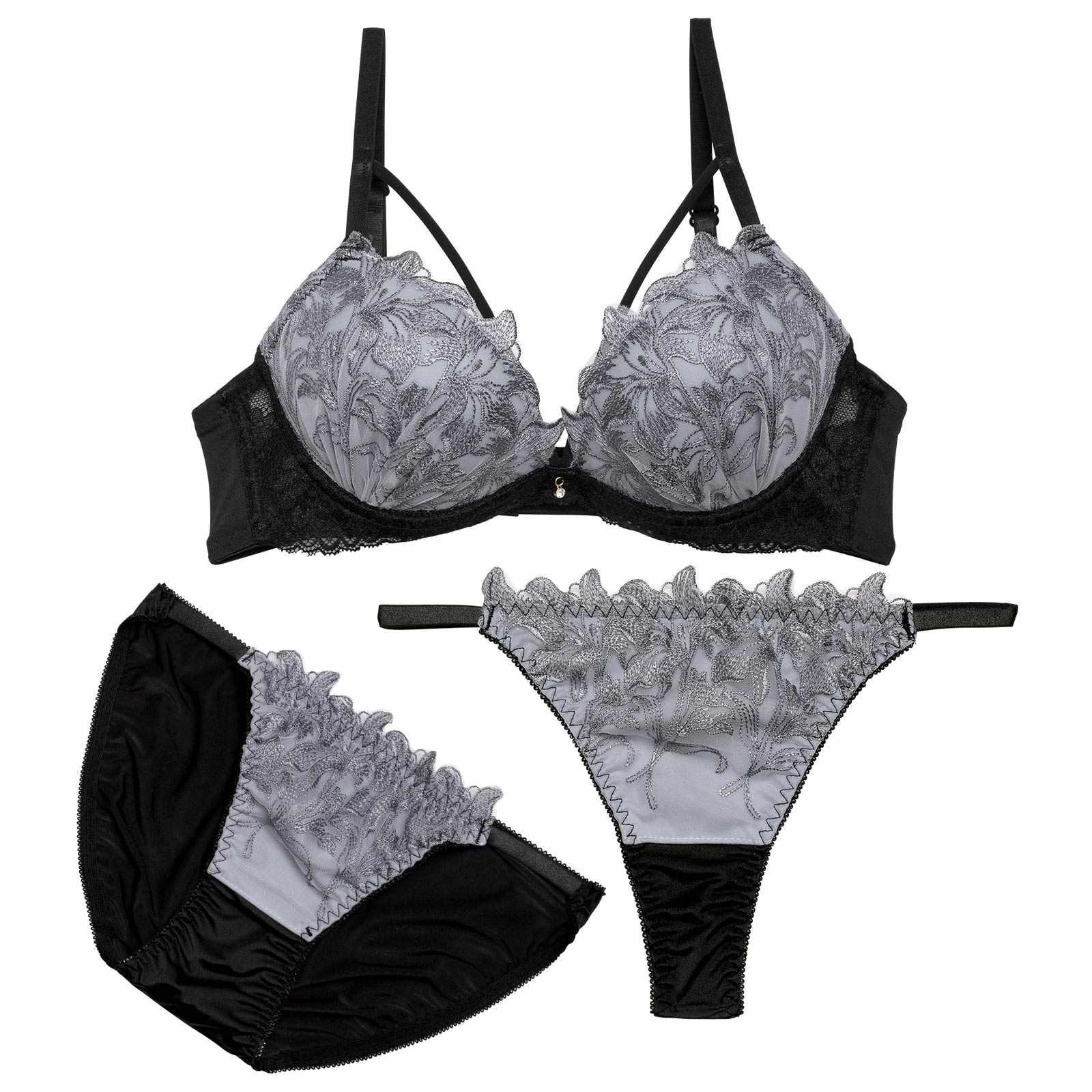 【3点セット】ダスティリリーコードブラジャー&フルバック&Tバックショーツ - 【公式】247Lingerie