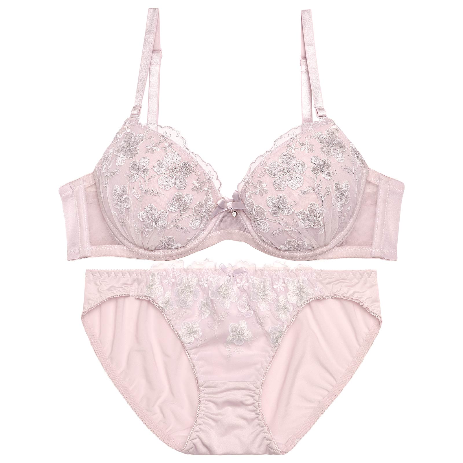 ピュアフルールエンブロイダリーブラジャー&フルバックショーツ