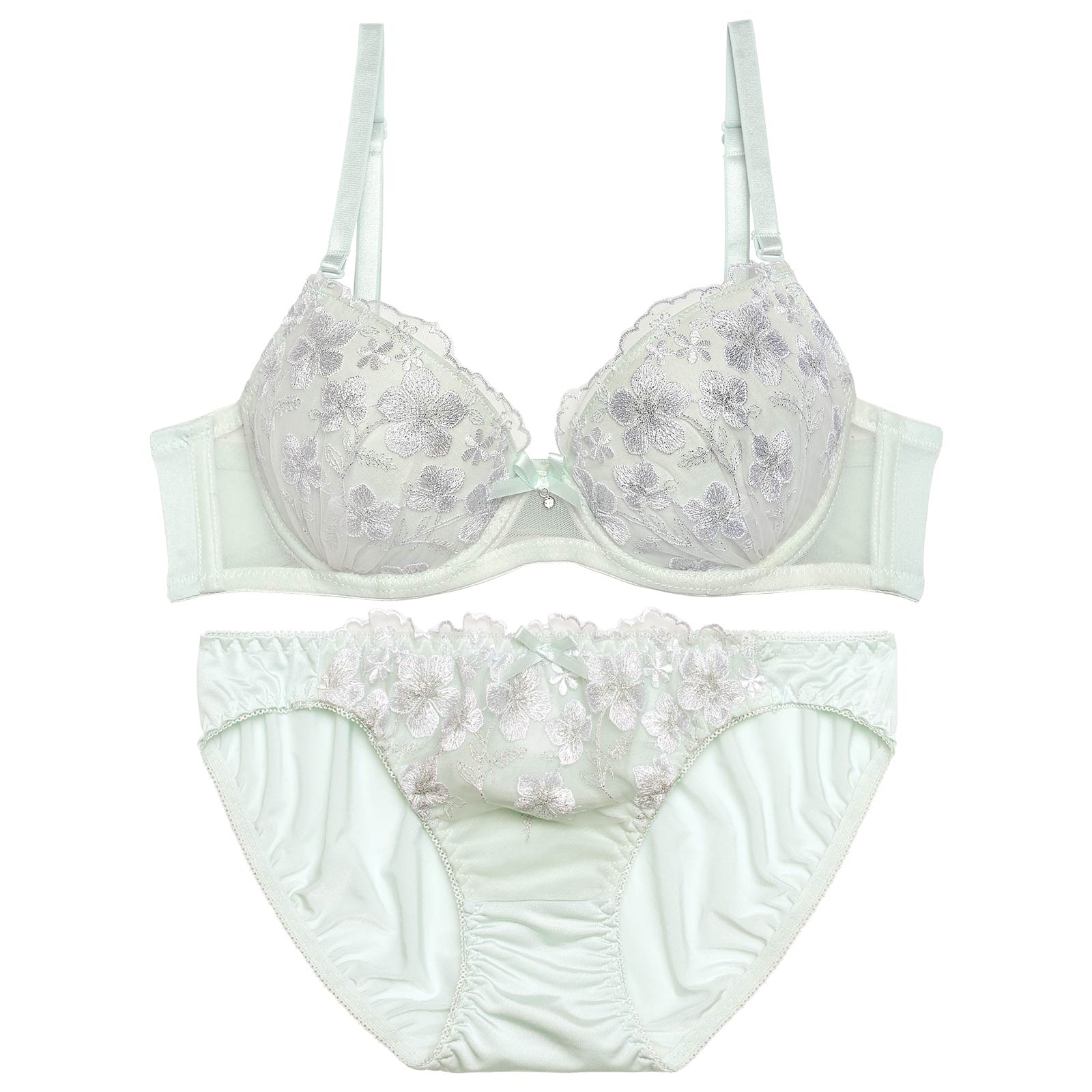 ピュアフルールエンブロイダリーブラジャー&フルバックショーツ