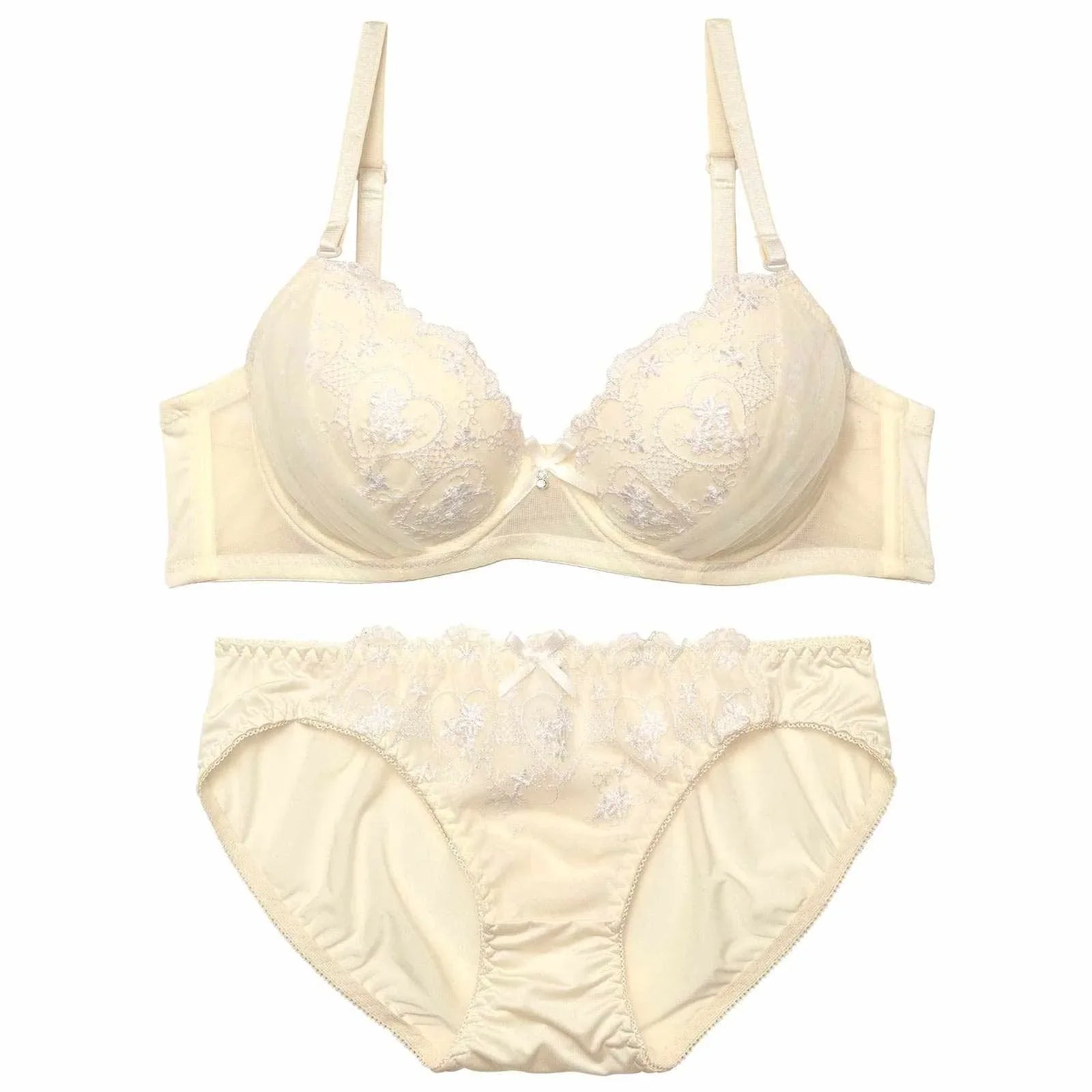 ガーリーハートチュールブラジャー&フルバックショーツ - 【公式】247Lingerie