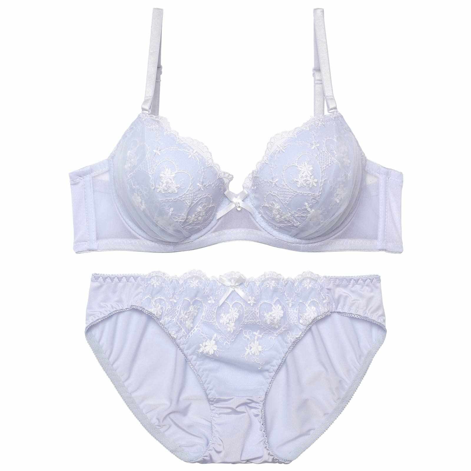 ガーリーハートチュールブラジャー&フルバックショーツ