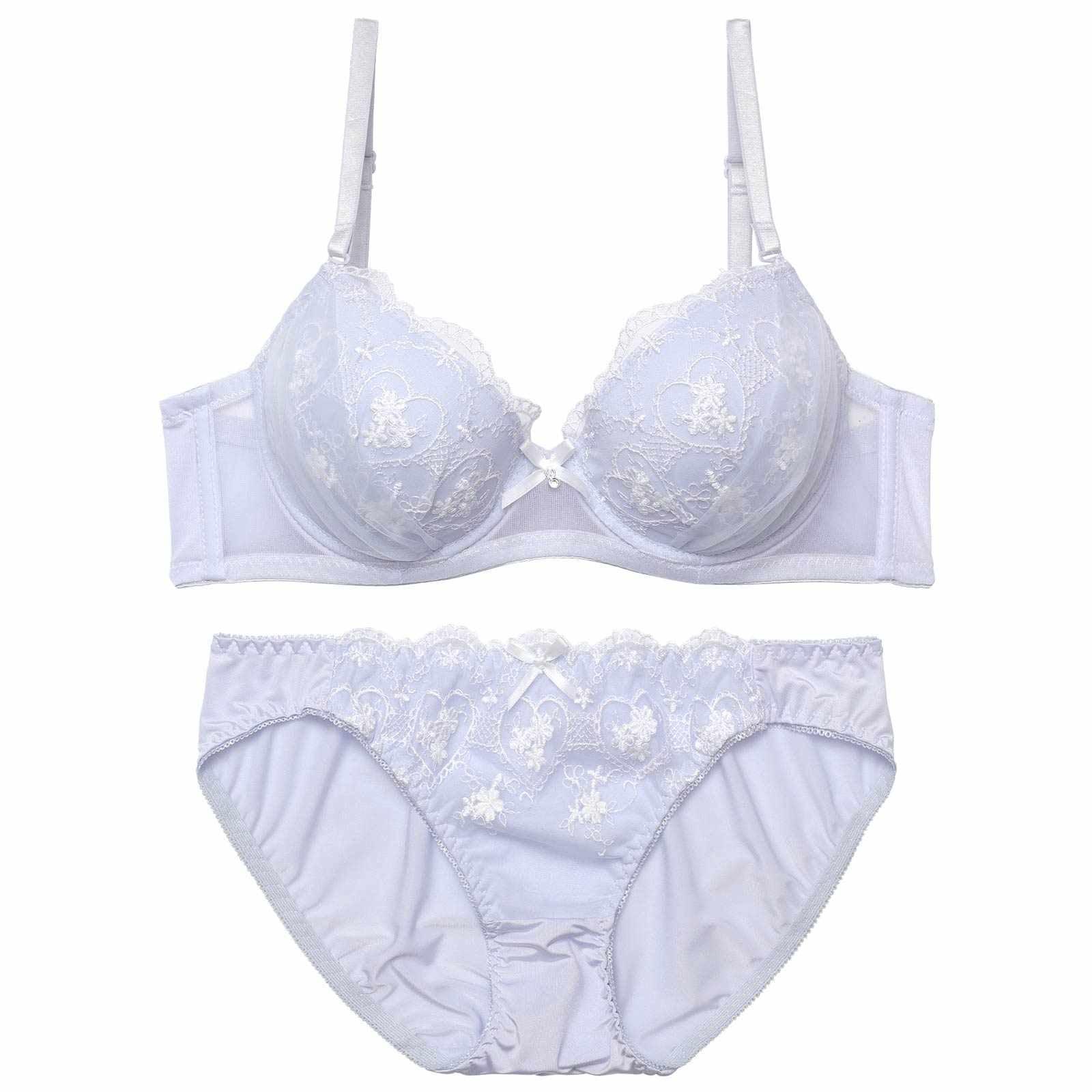 ガーリーハートチュールブラジャー&フルバックショーツ - 【公式】247Lingerie