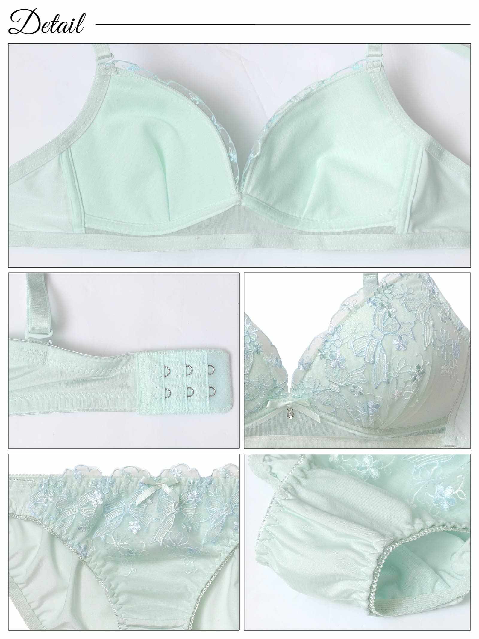 4/30新作!【ノンワイヤー】フラワーリボンチャーミングブラジャー&フルバックショーツ