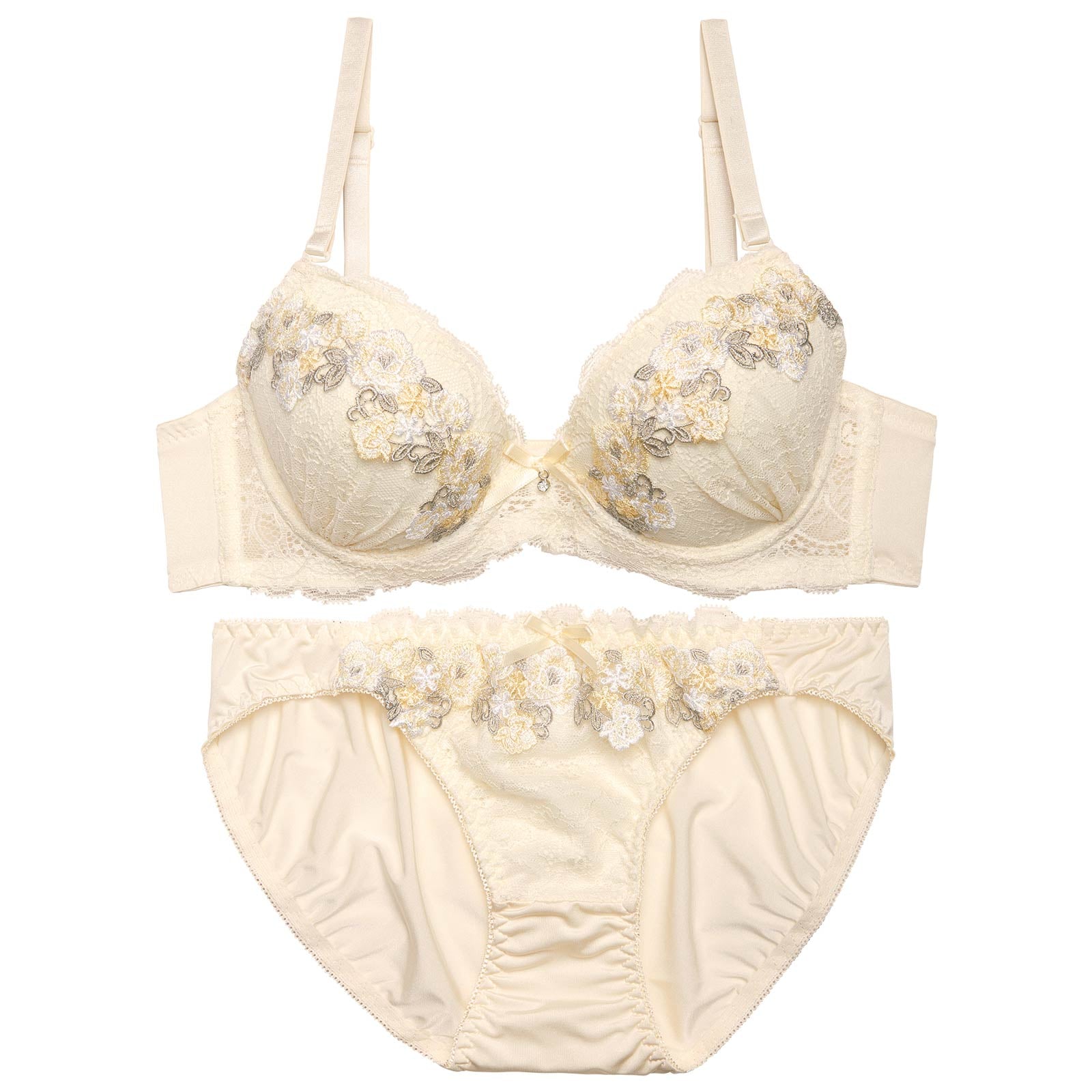 パステルハニーフラワーブラジャー&フルバックショーツ