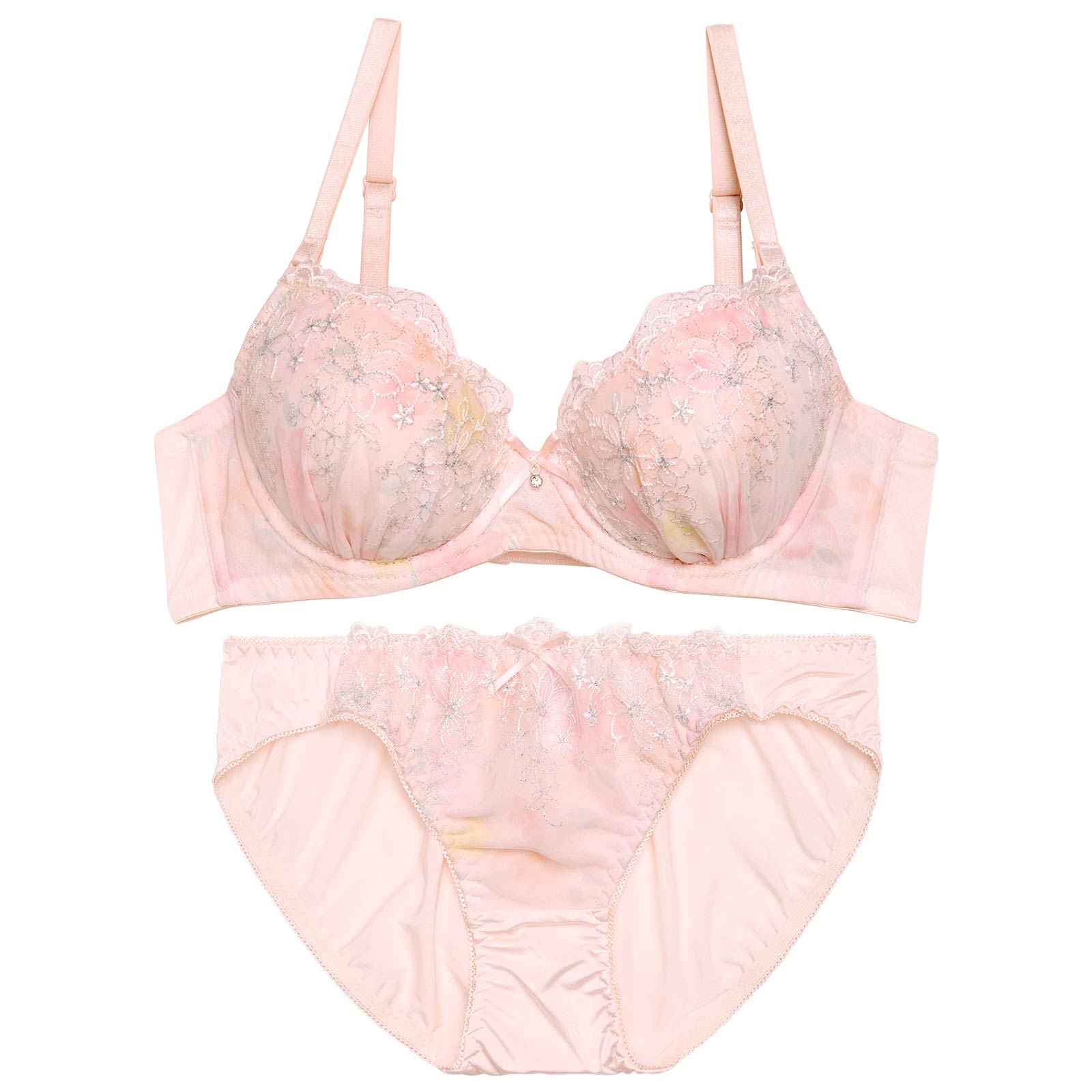 シャイニーメロウフラワーブラジャー&フルバックショーツ