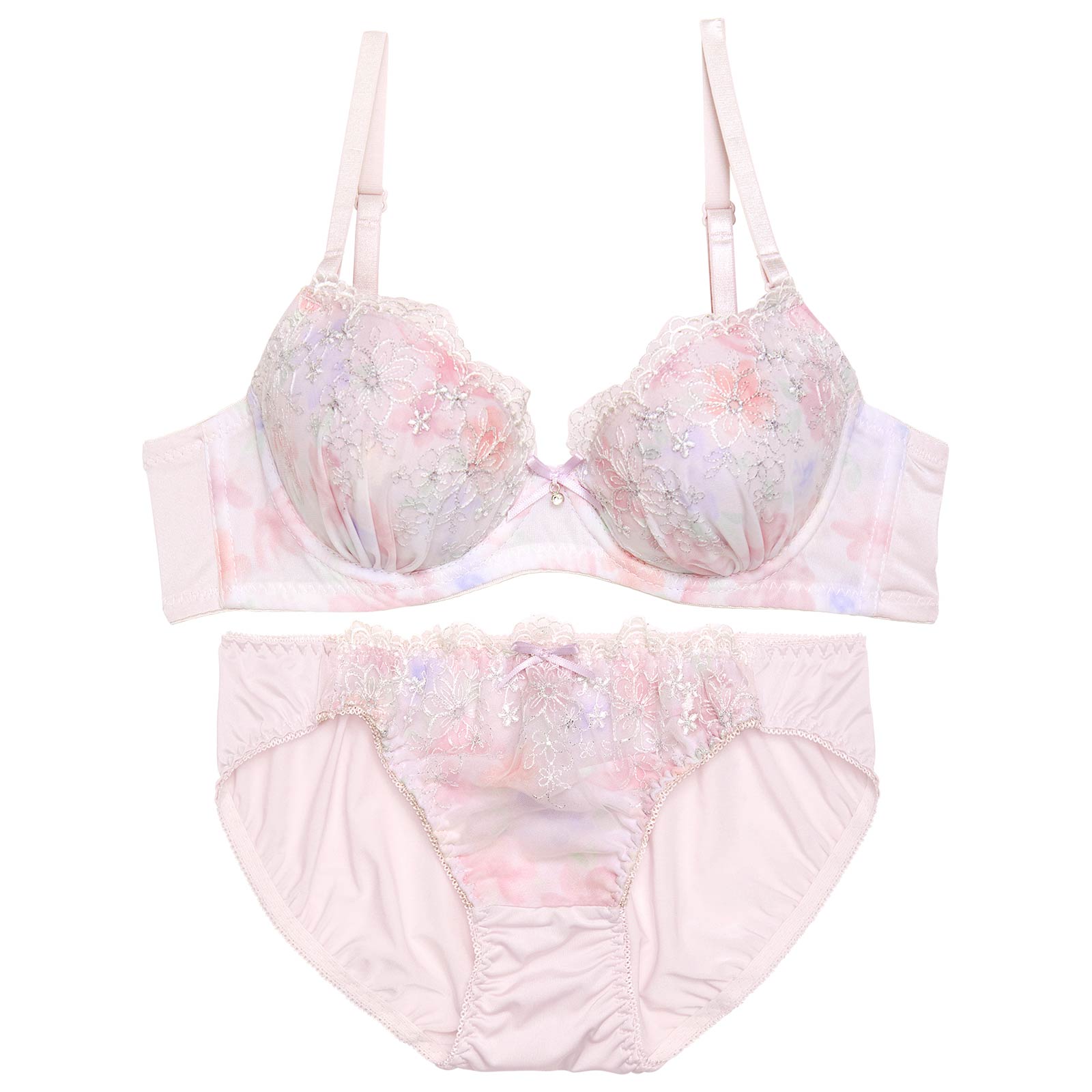 シャイニーメロウフラワーブラジャー&フルバックショーツ