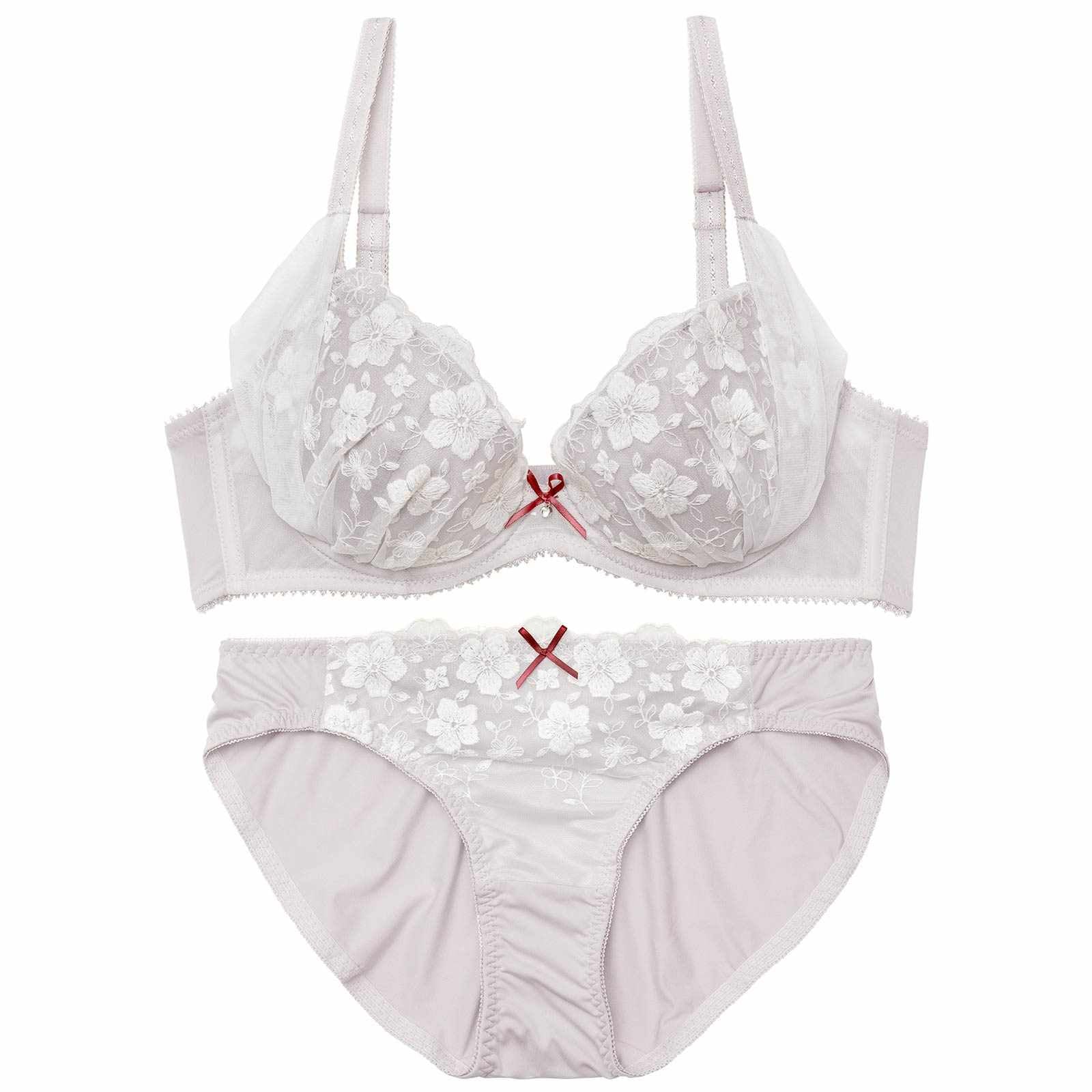 フラッフィーチュールフラワーブラジャー&フルバックショーツ