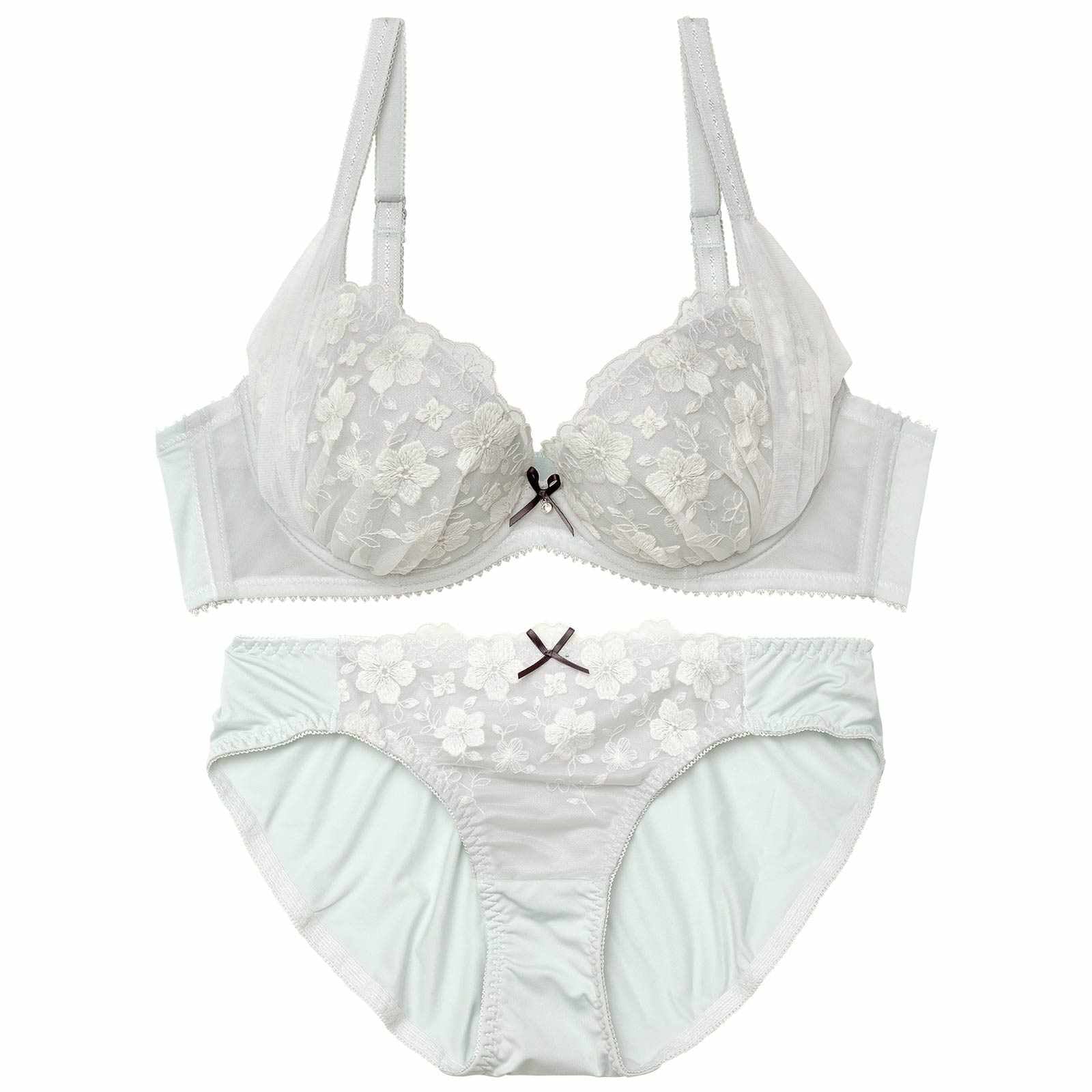 フラッフィーチュールフラワーブラジャー&フルバックショーツ