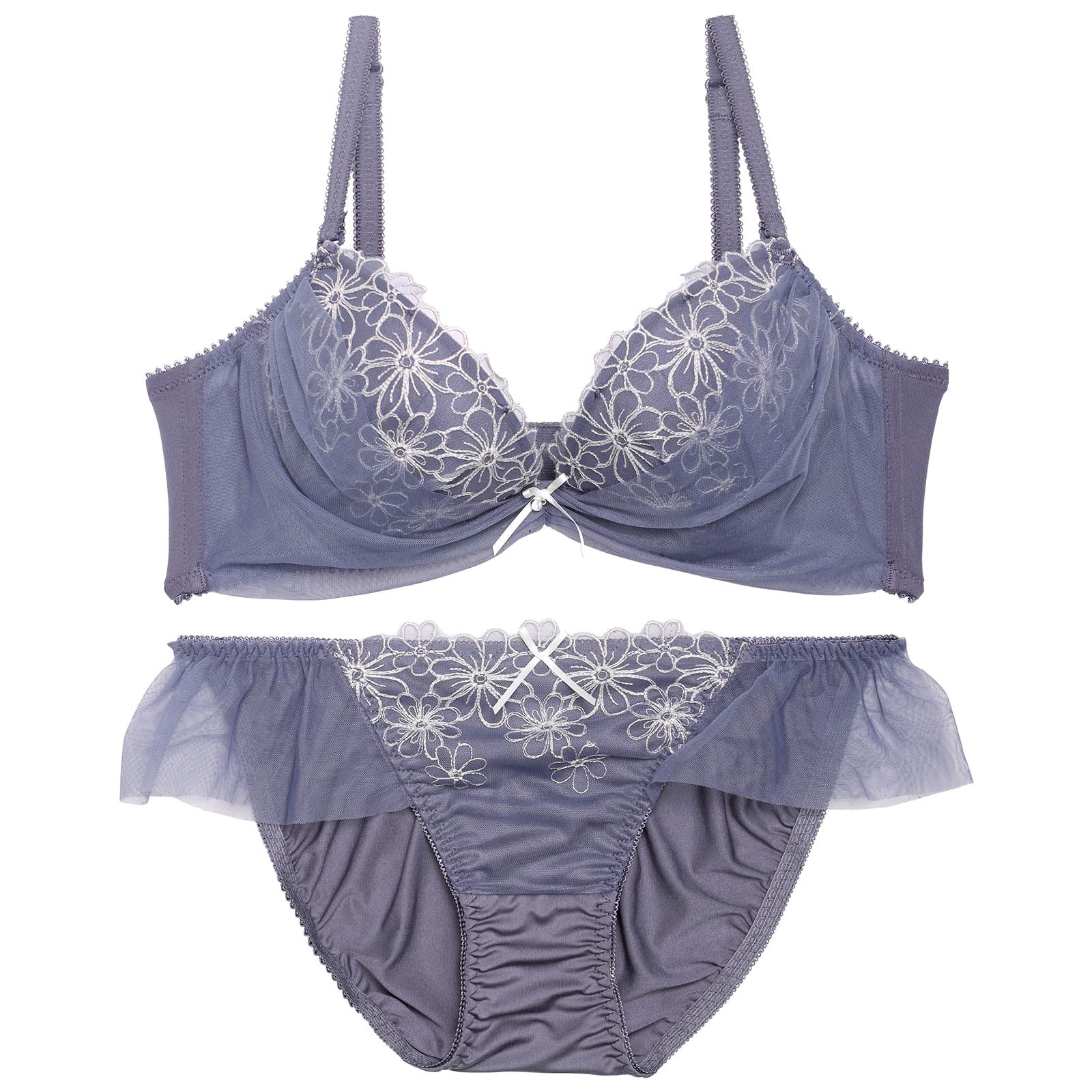 プレンティチュールフラワーブラジャー&フルバックショーツ