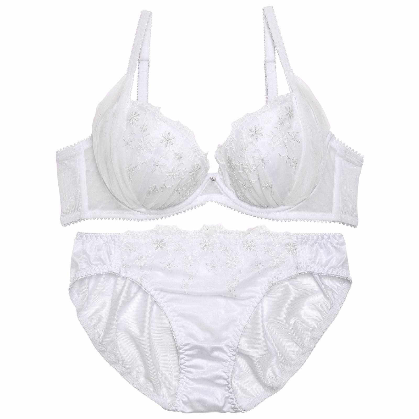 ペールスウィートフラワーブラジャー&フルバックショーツ - 【公式】247Lingerie